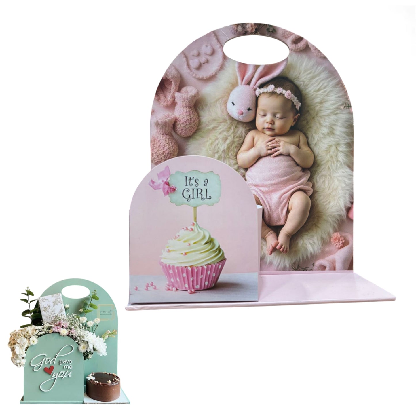 It's a Girl Foldable Cake And Flower Hamper