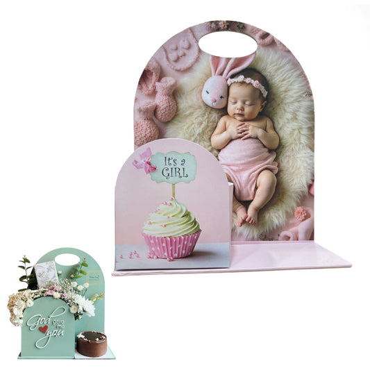 It's a Girl Foldable Cake And Flower Hamper