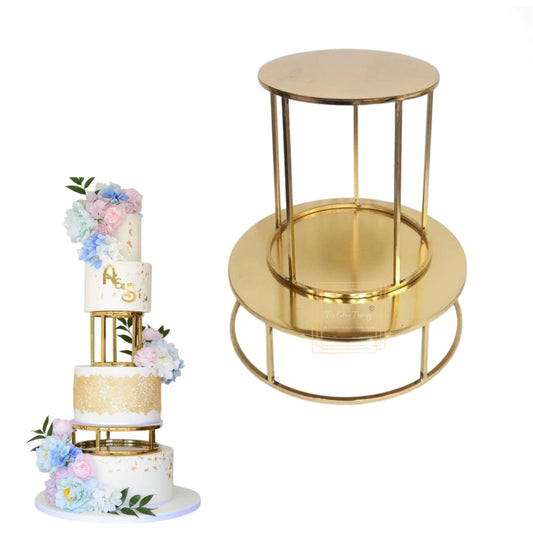 Golden Round Cake Spacer Cage Design 2 Different Size (10 x 3),(7 x 8)