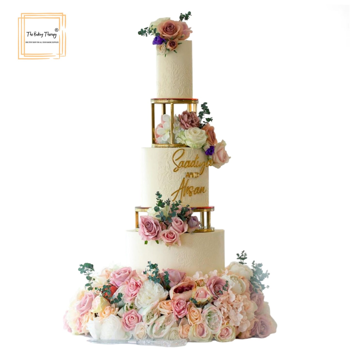 Rose Golden Round Cake Spacer Cage Design 2 Different Size (10 x 3),(7 x 8)