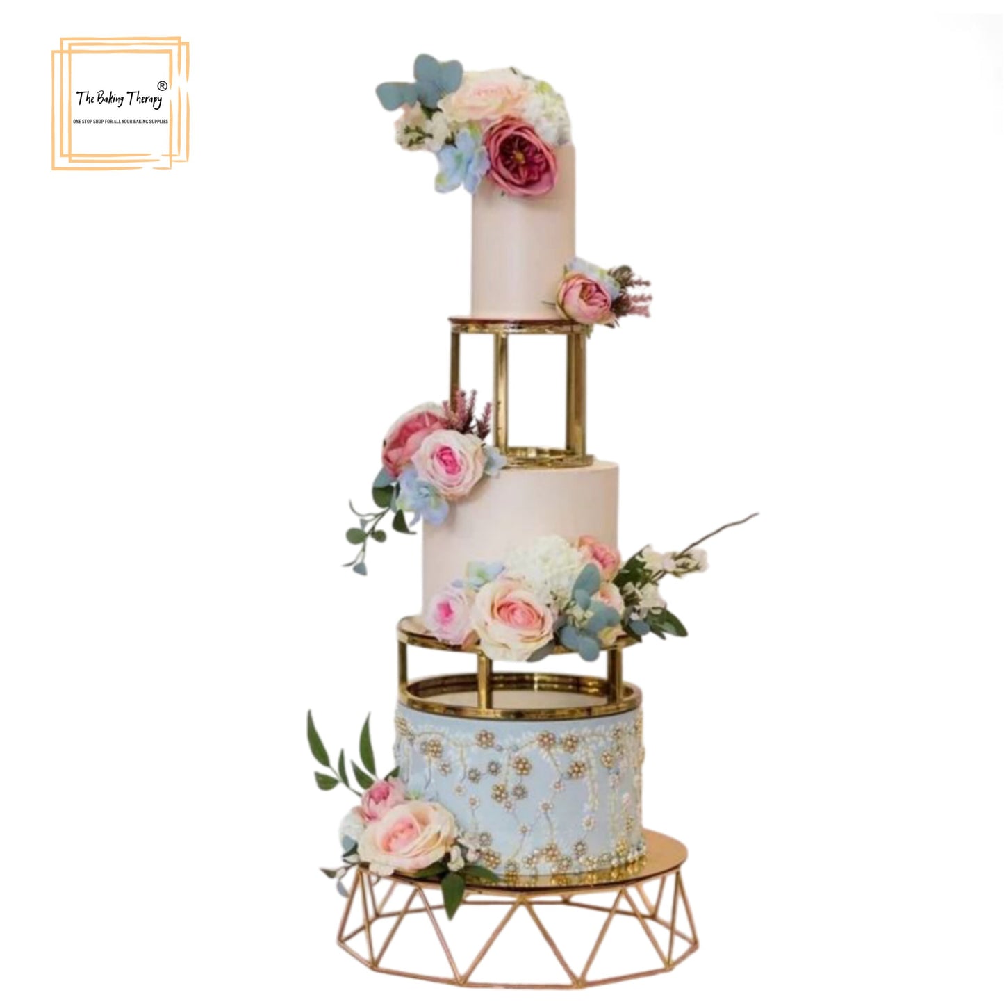 Golden Round Cake Spacer Cage Design 2 Different Size (10 x 3),(7 x 8)