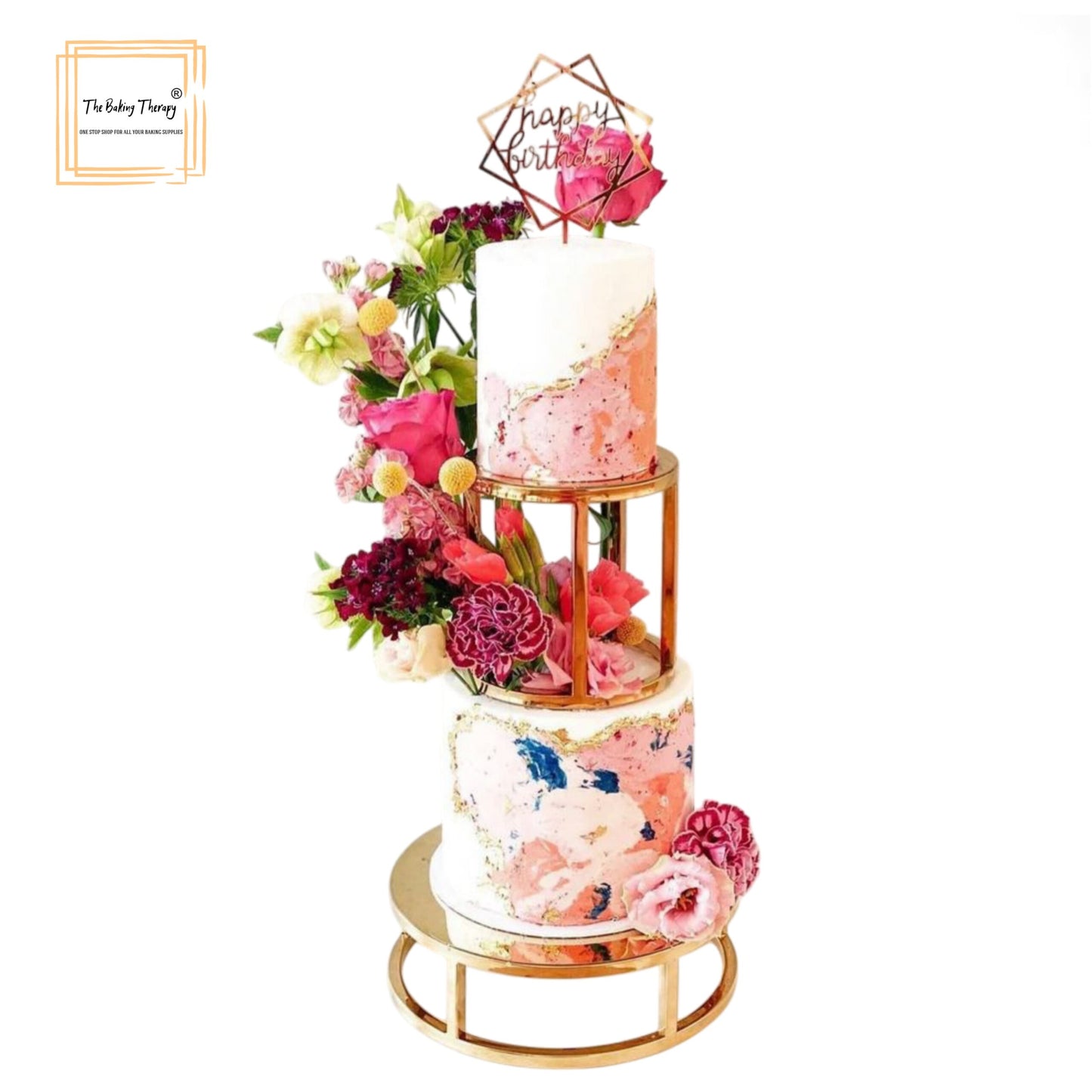 Rose Golden Round Cake Spacer Cage Design 2 Different Size (10 x 3),(7 x 8)