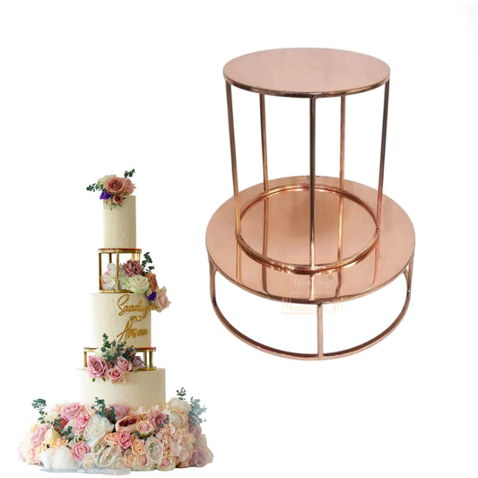 Rose Golden Round Cake Spacer Cage Design 2 Different Size (10 x 3),(7 x 8)