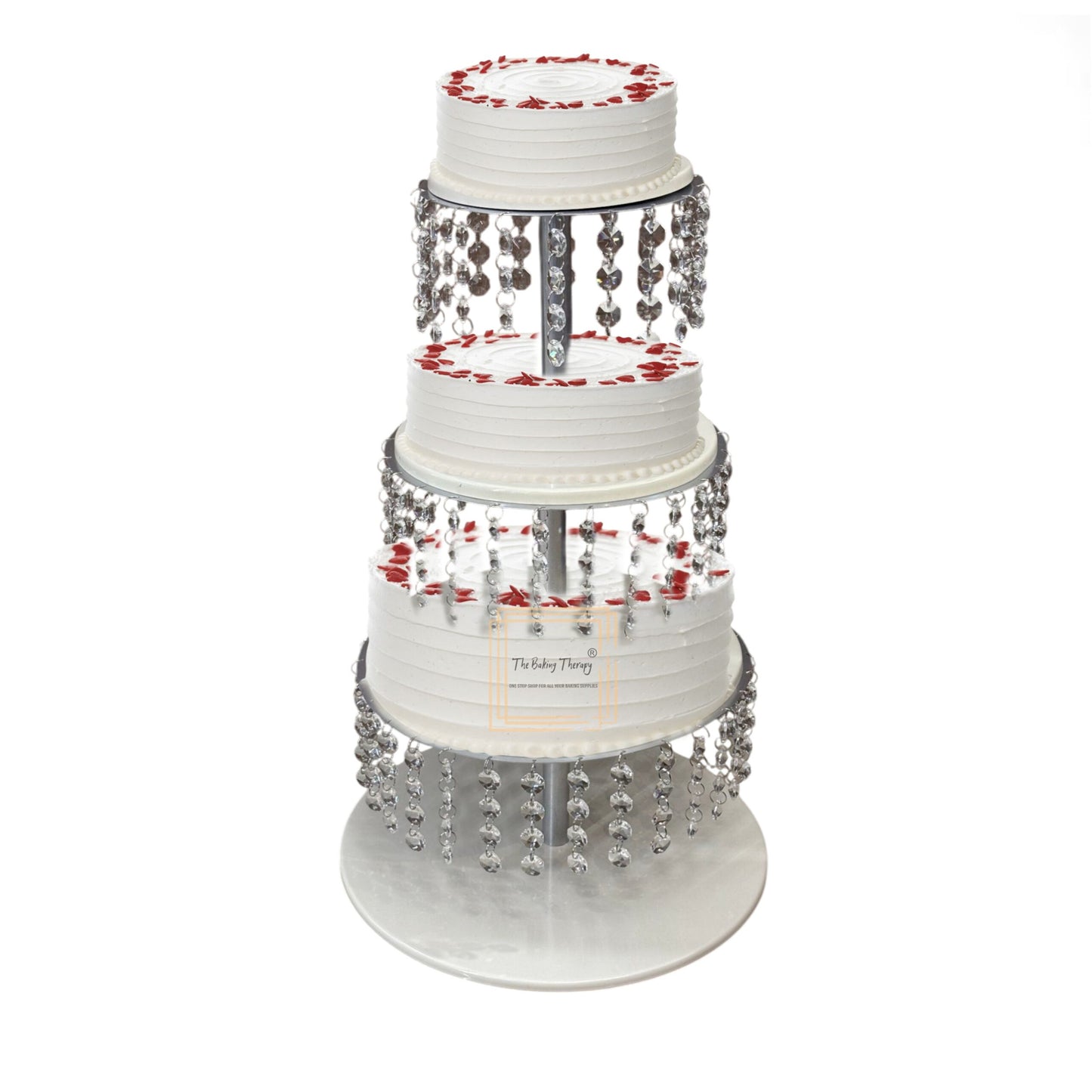 Metal 4 Tier Crystal Beads Cake And Cupcake Tower Stand.