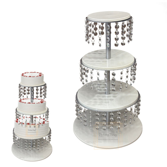 Metal 4 Tier Crystal Beads Cake And Cupcake Tower Stand.