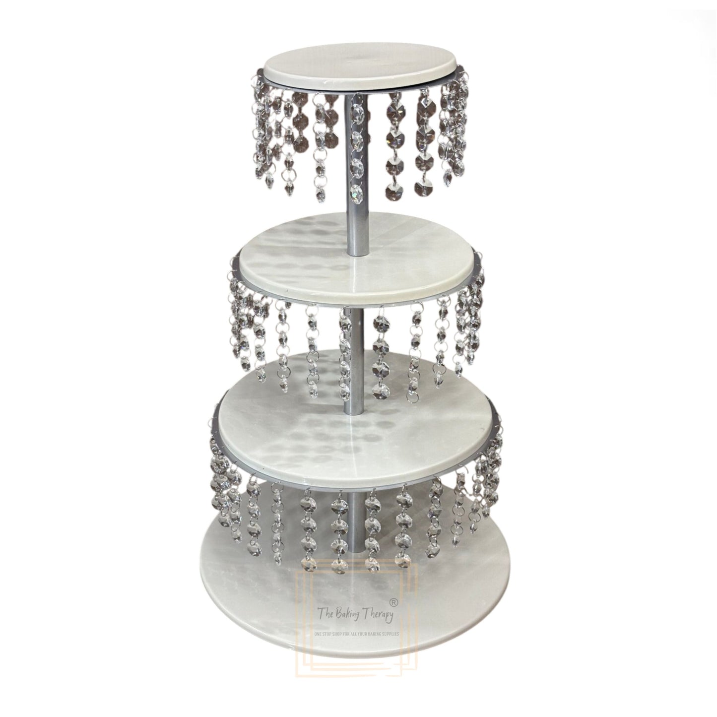 Metal 4 Tier Crystal Beads Cake And Cupcake Tower Stand.
