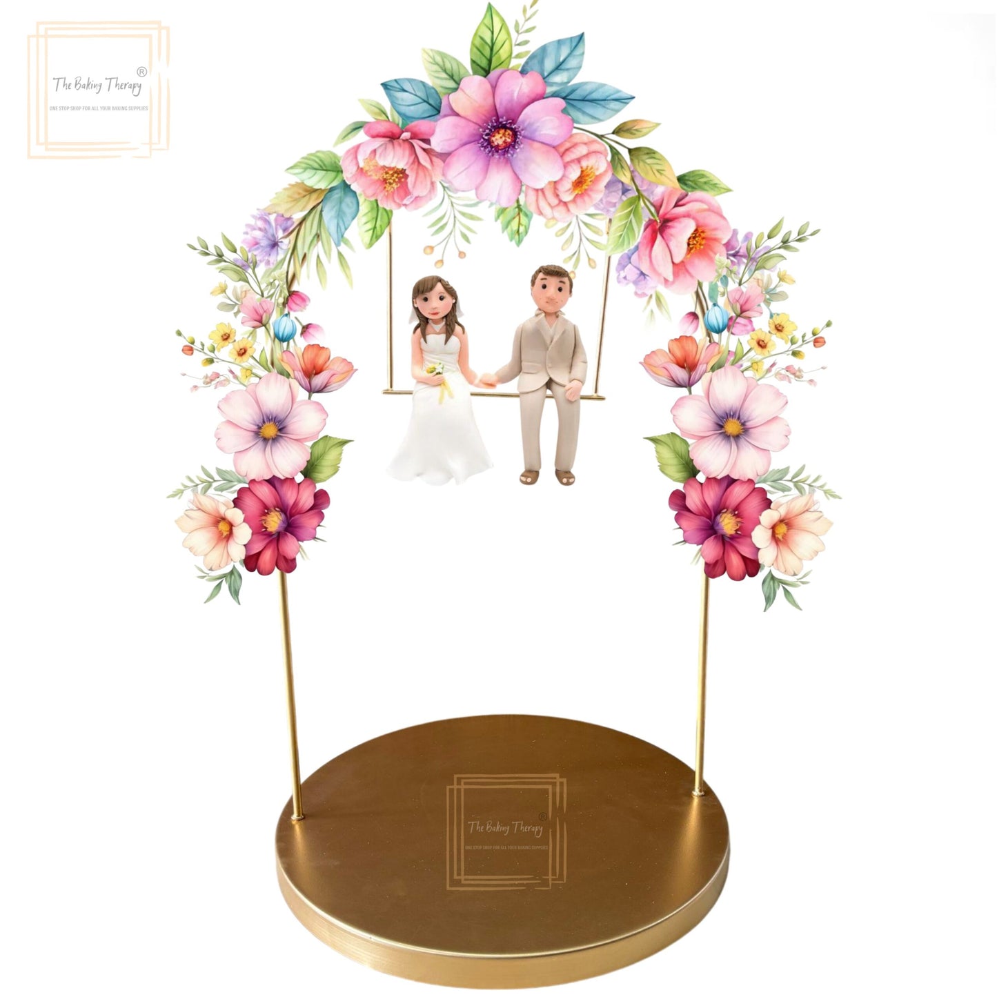 U Shape Arch With Hanging Swing Round Base Cake Stand