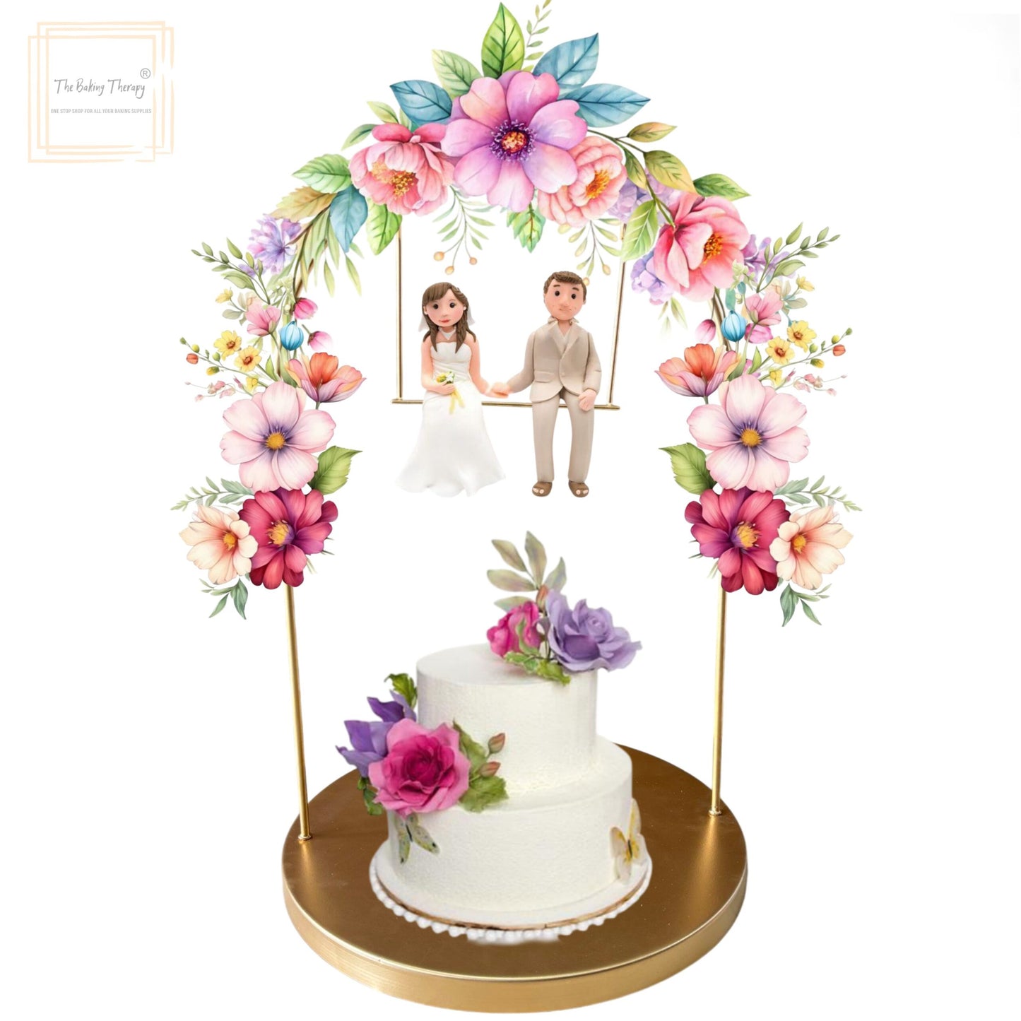U Shape Arch With Hanging Swing Round Base Cake Stand