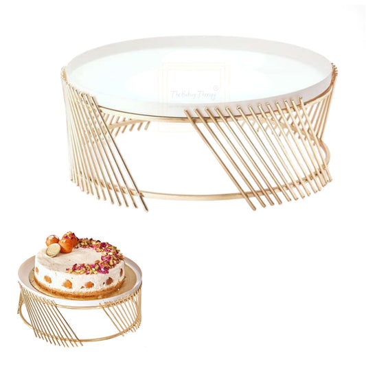 Metal White And Gold Steel Tabletop Decorative Cake Stand