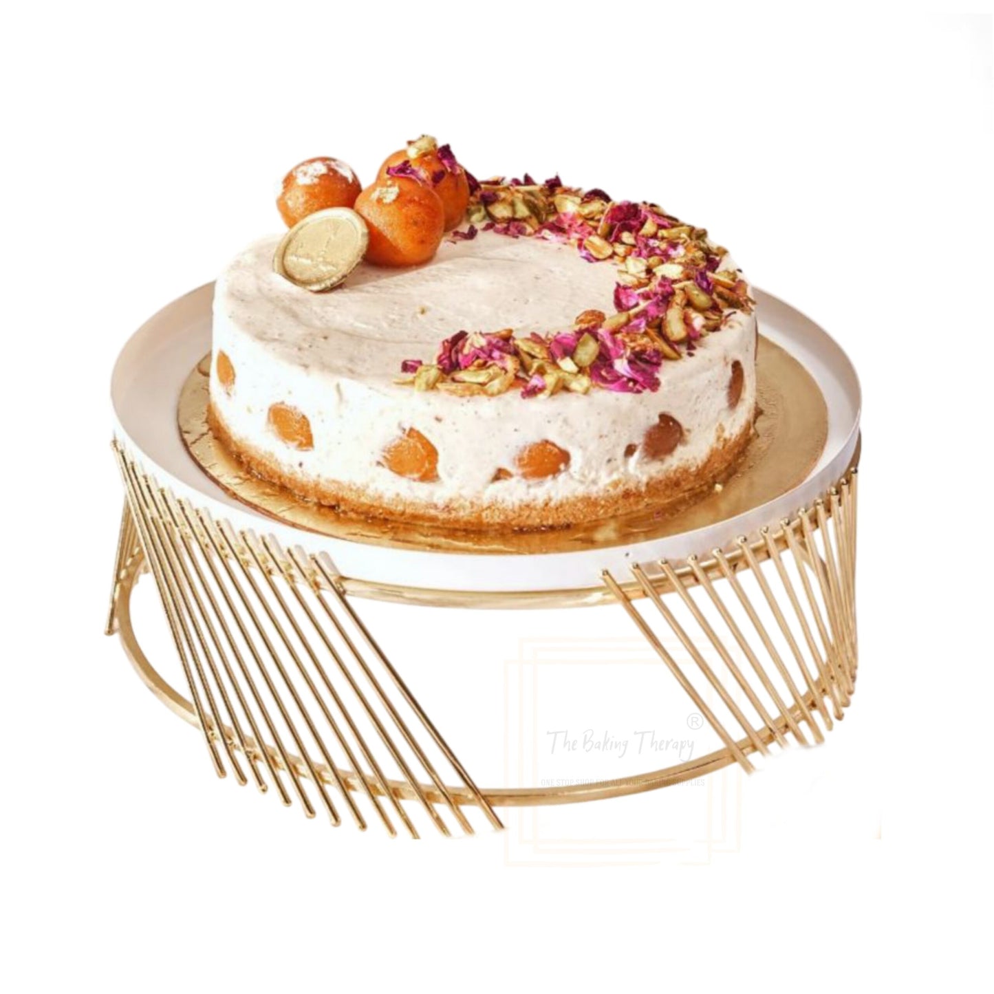 Metal White And Gold Steel Tabletop Decorative Cake Stand