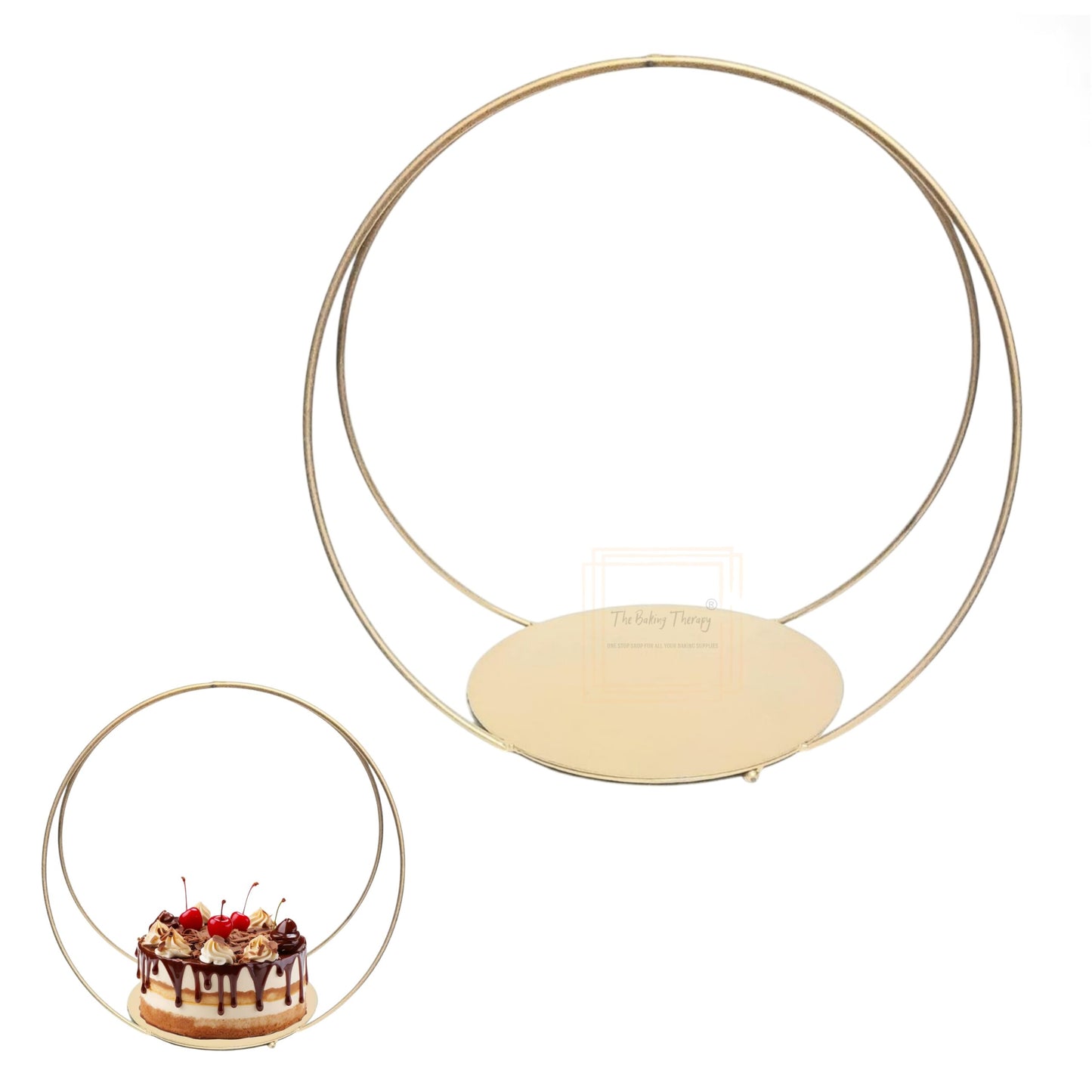 Metal Gold Double Ring Hoop Cake Stand