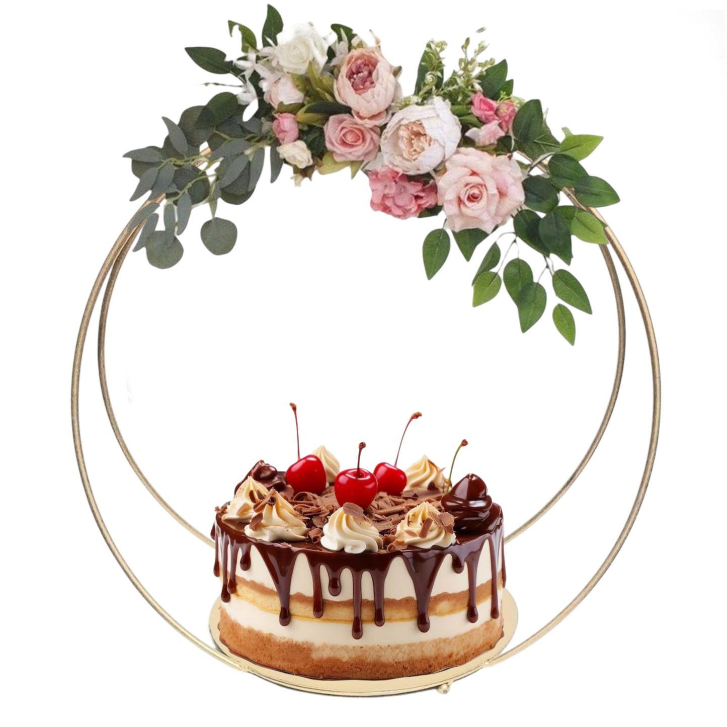 Metal Gold Double Ring Hoop Cake Stand