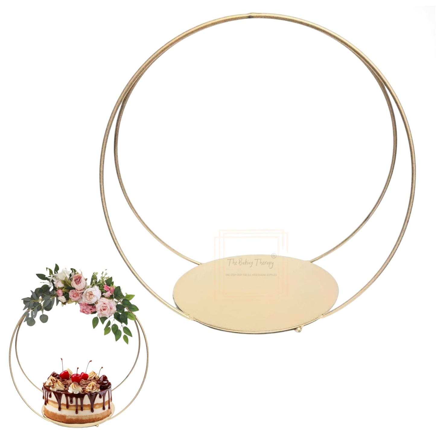 Metal Gold Double Ring Hoop Cake Stand