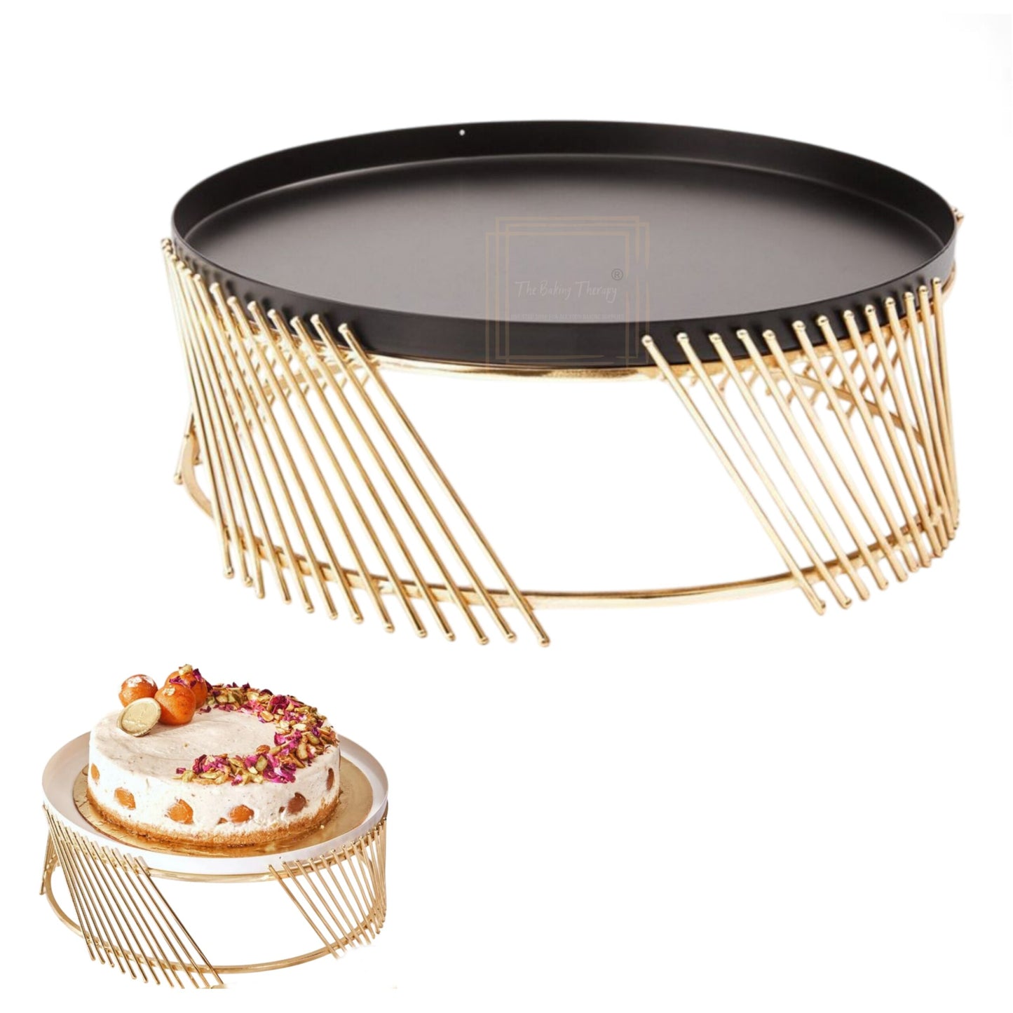 Metal Black And Gold Steel Tabletop Decorative Cake Stand