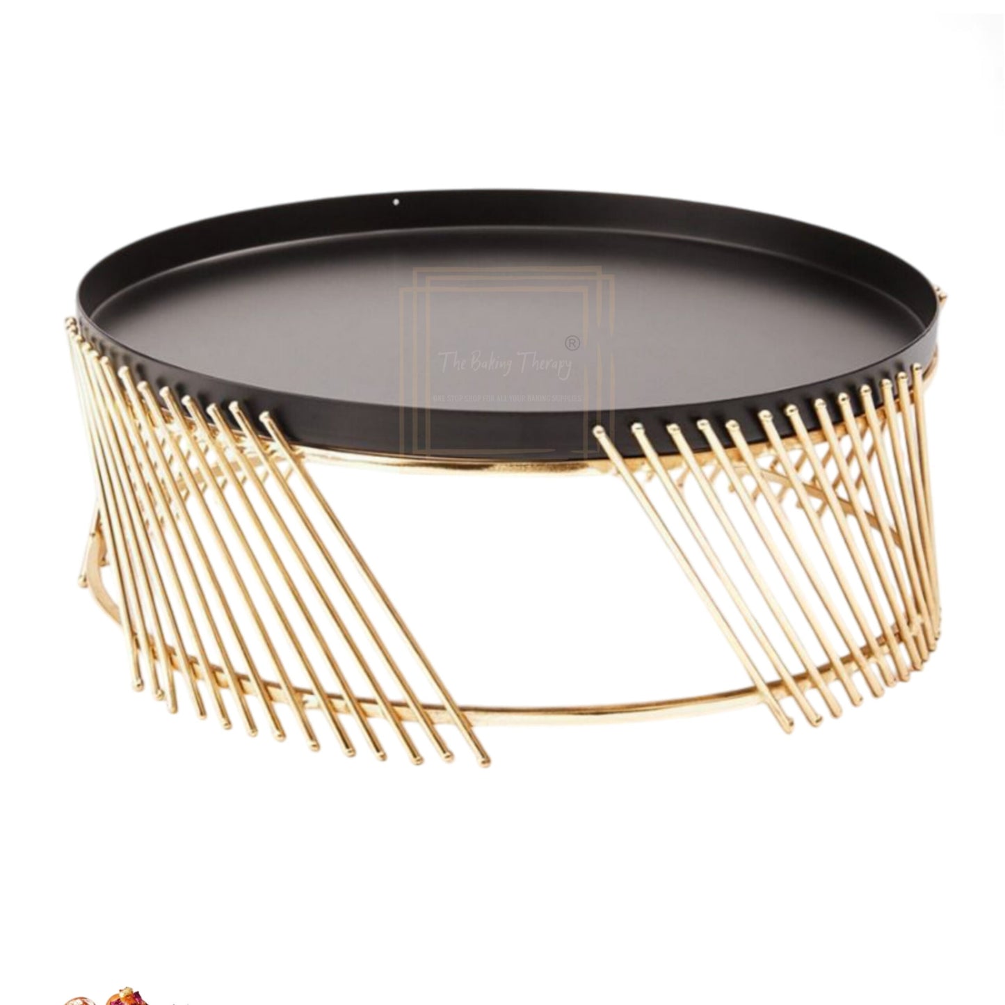 Metal Black And Gold Steel Tabletop Decorative Cake Stand