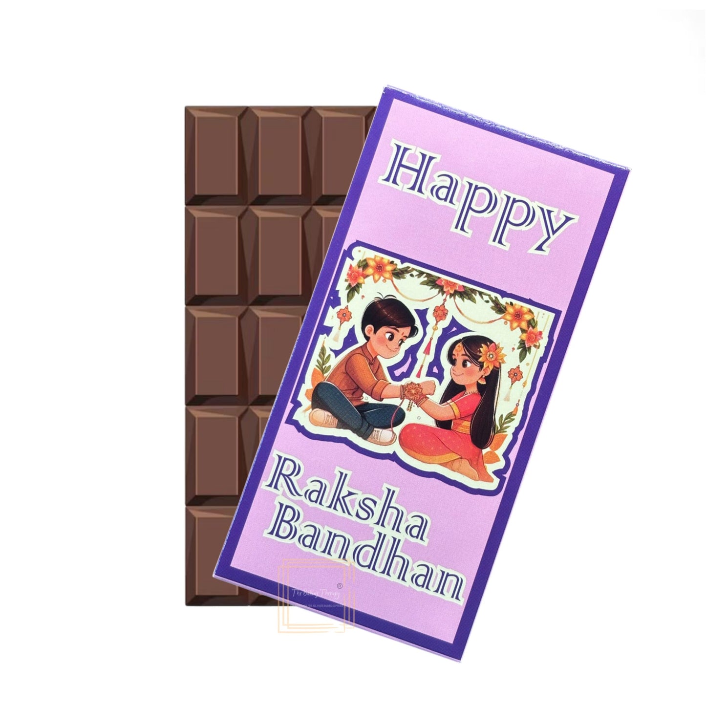 Happy Raksha Bandhan Kunafa Chocolate And Chocolate Bar Box - Design 5 ( Pack of 10 Pcs )