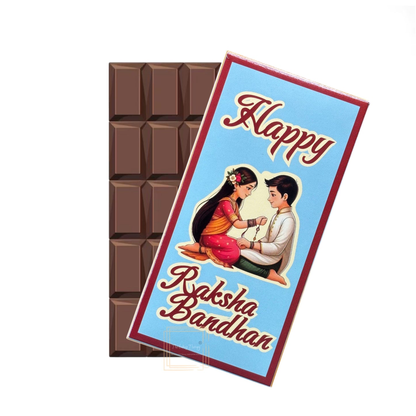 Happy Raksha Bandhan Kunafa Chocolate And Chocolate Bar Box - Design 3 ( Pack of 10 Pcs )