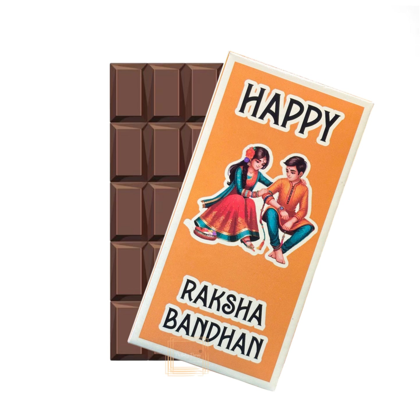 Happy Raksha Bandhan Kunafa Chocolate And Chocolate Bar Box - Design 4 ( Pack of 10 Pcs )