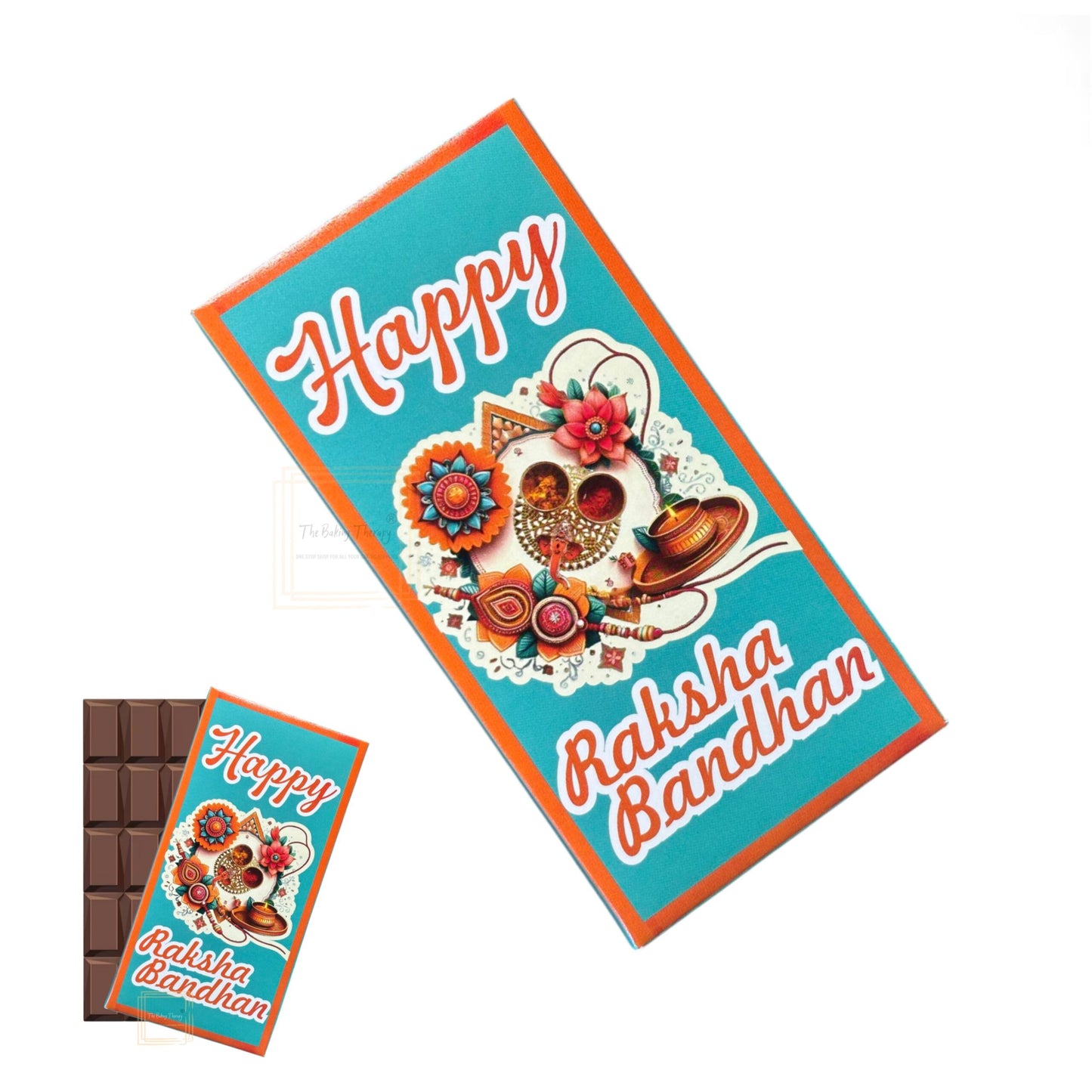 Happy Raksha Bandhan Kunafa Chocolate And Chocolate Bar Box - Design 6 ( Pack of 10 Pcs )