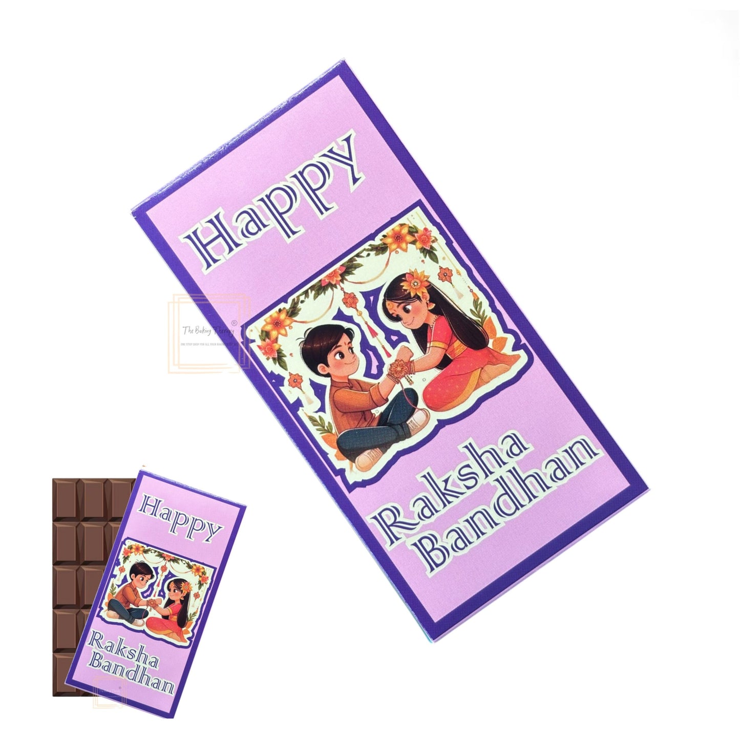 Happy Raksha Bandhan Kunafa Chocolate And Chocolate Bar Box - Design 5 ( Pack of 10 Pcs )