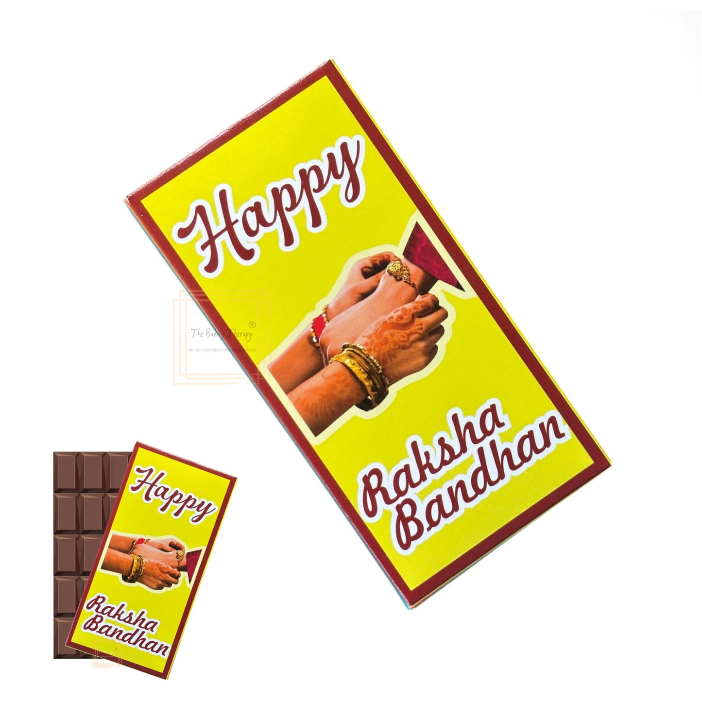 Happy Raksha Bandhan Kunafa Chocolate And Chocolate Bar Box - Design 2 ( Pack of 10 Pcs )