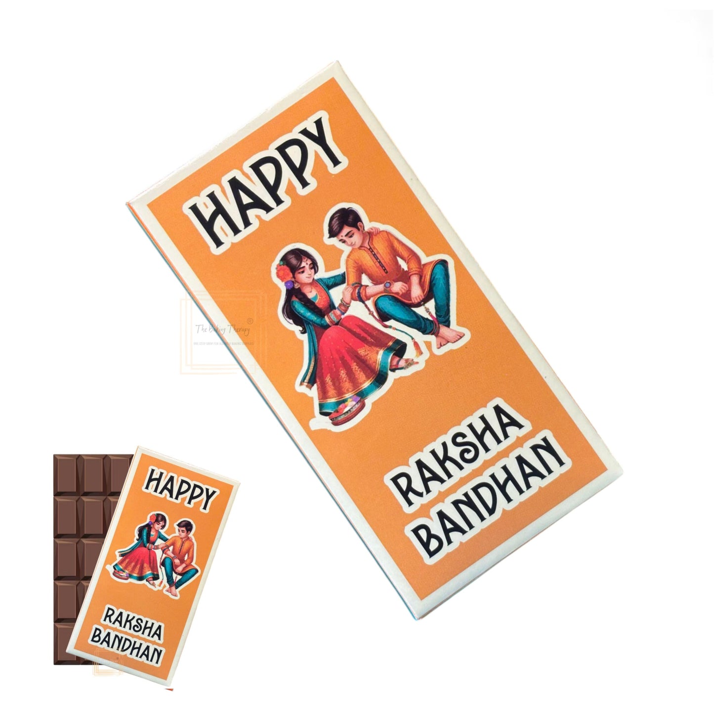 Happy Raksha Bandhan Kunafa Chocolate And Chocolate Bar Box - Design 4 ( Pack of 10 Pcs )