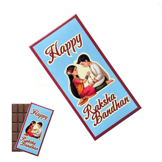 Happy Raksha Bandhan Kunafa Chocolate And Chocolate Bar Box - Design 3 ( Pack of 10 Pcs )