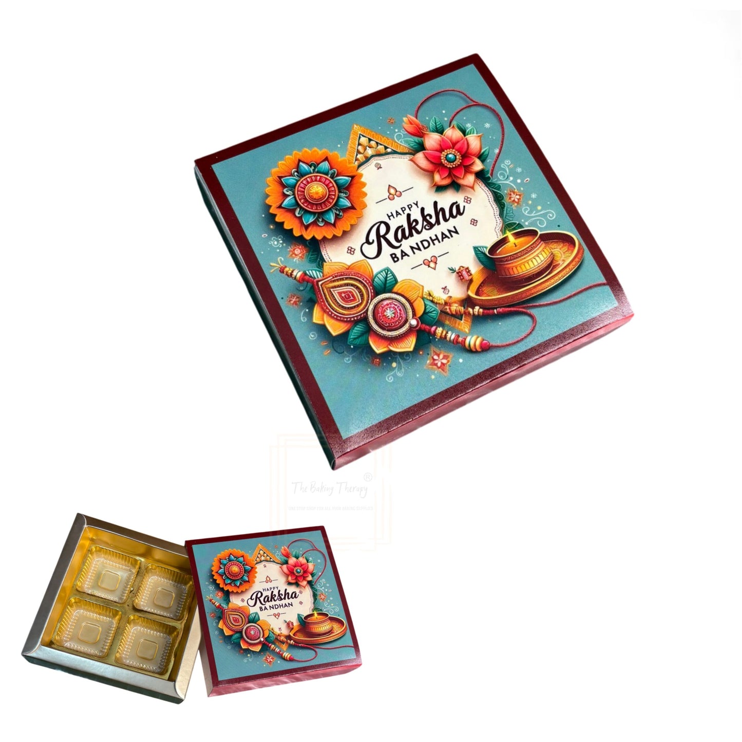 4 Cavity Raksha Bandhan Sliding Chocolate Box Without Cavity - Design - 08 ( 5 Pcs Pack)