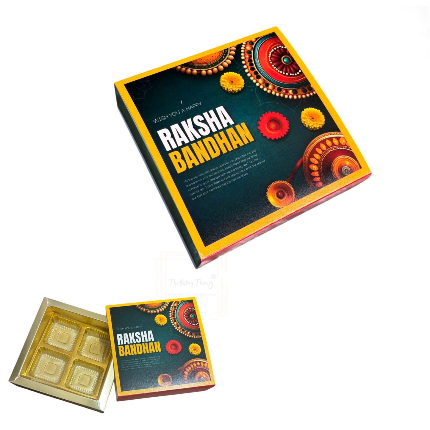 4 Cavity Raksha Bandhan Sliding Chocolate Box Without Cavity - Design - 02 ( 5 Pcs Pack)