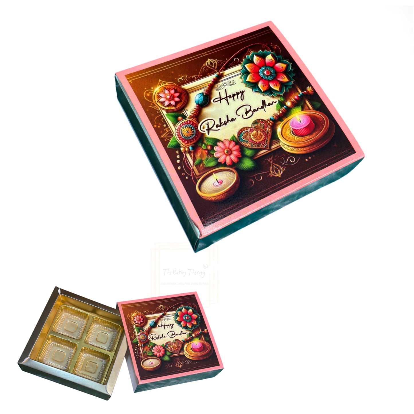 4 Cavity Raksha Bandhan Sliding Chocolate Box Without Cavity - Design - 04 ( 5 Pcs Pack)