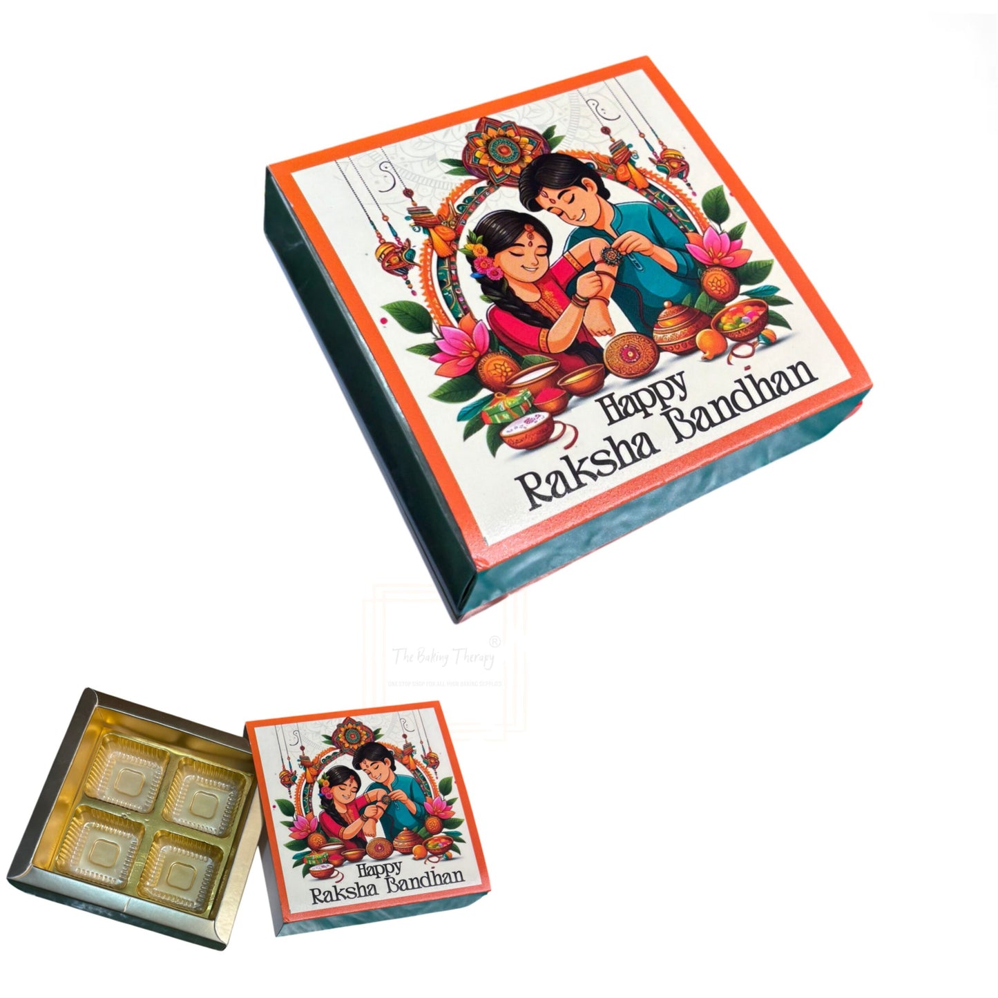 4 Cavity Raksha Bandhan Sliding Chocolate Box Without Cavity - Design - 05 ( 5 Pcs Pack)