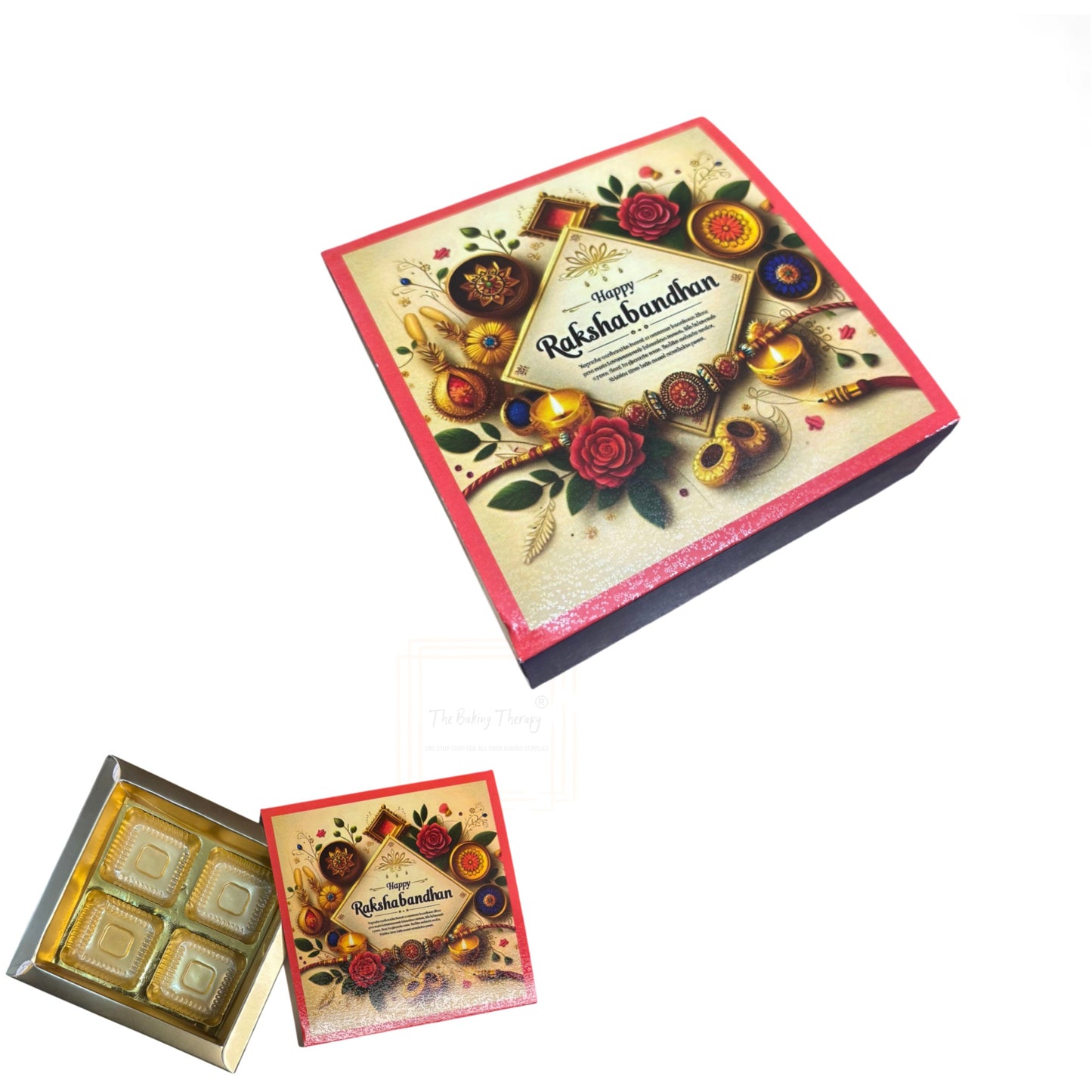 4 Cavity Raksha Bandhan Sliding Chocolate Box Without Cavity - Design - 06 ( 5 Pcs Pack)