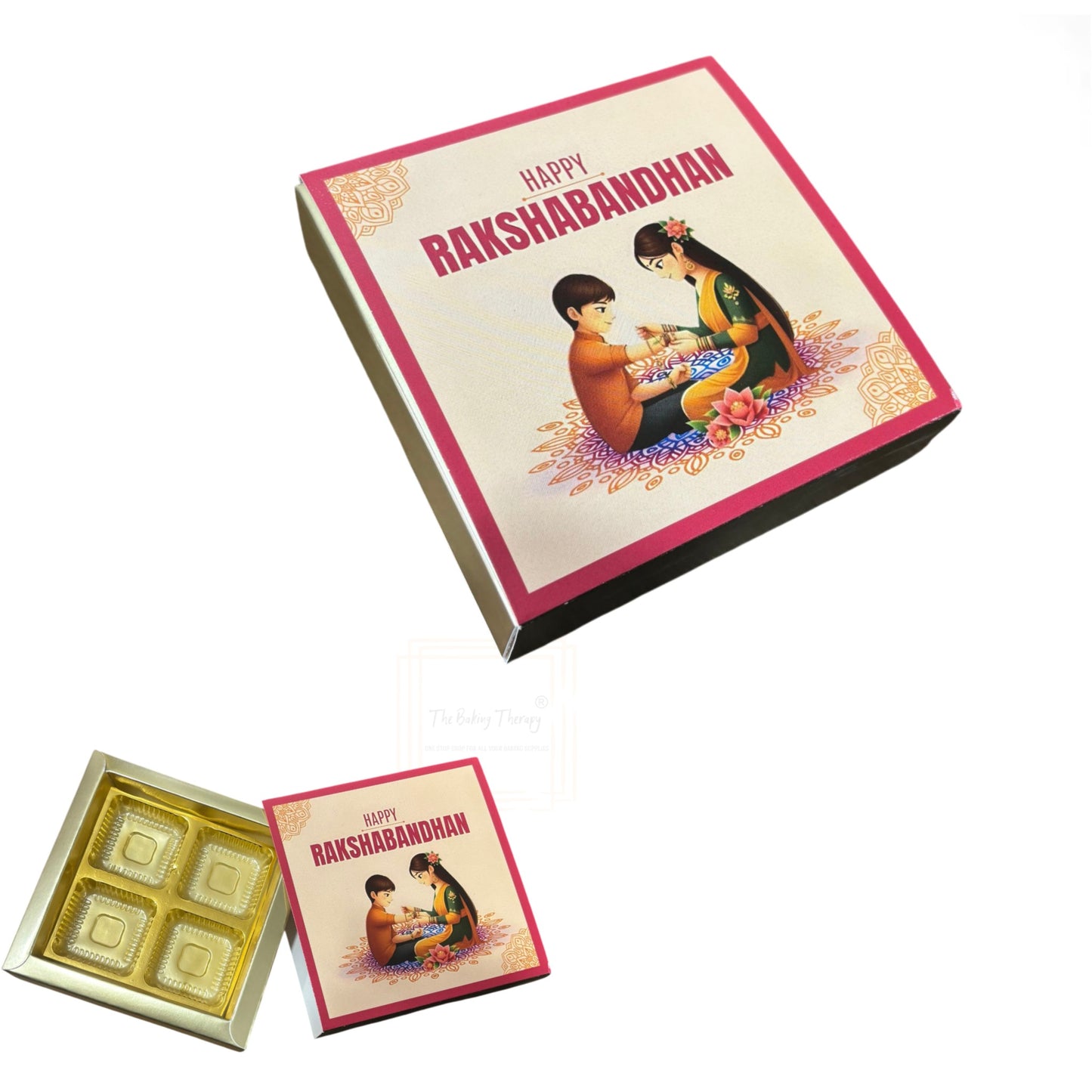 4 Cavity Raksha Bandhan Sliding Chocolate Box Without Cavity - Design - 01 ( 5 Pcs Pack)