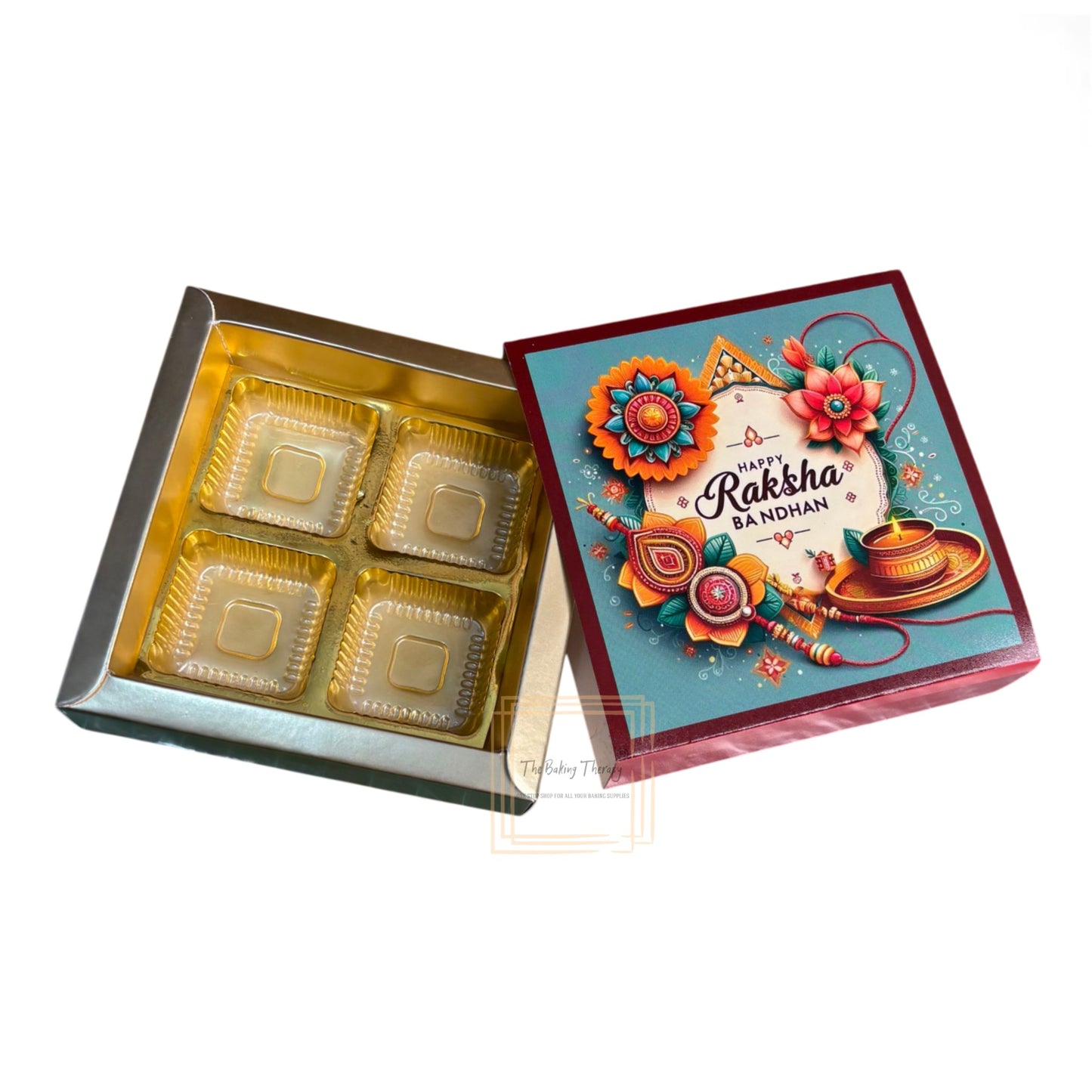 4 Cavity Raksha Bandhan Sliding Chocolate Box Without Cavity - Design - 08 ( 5 Pcs Pack)