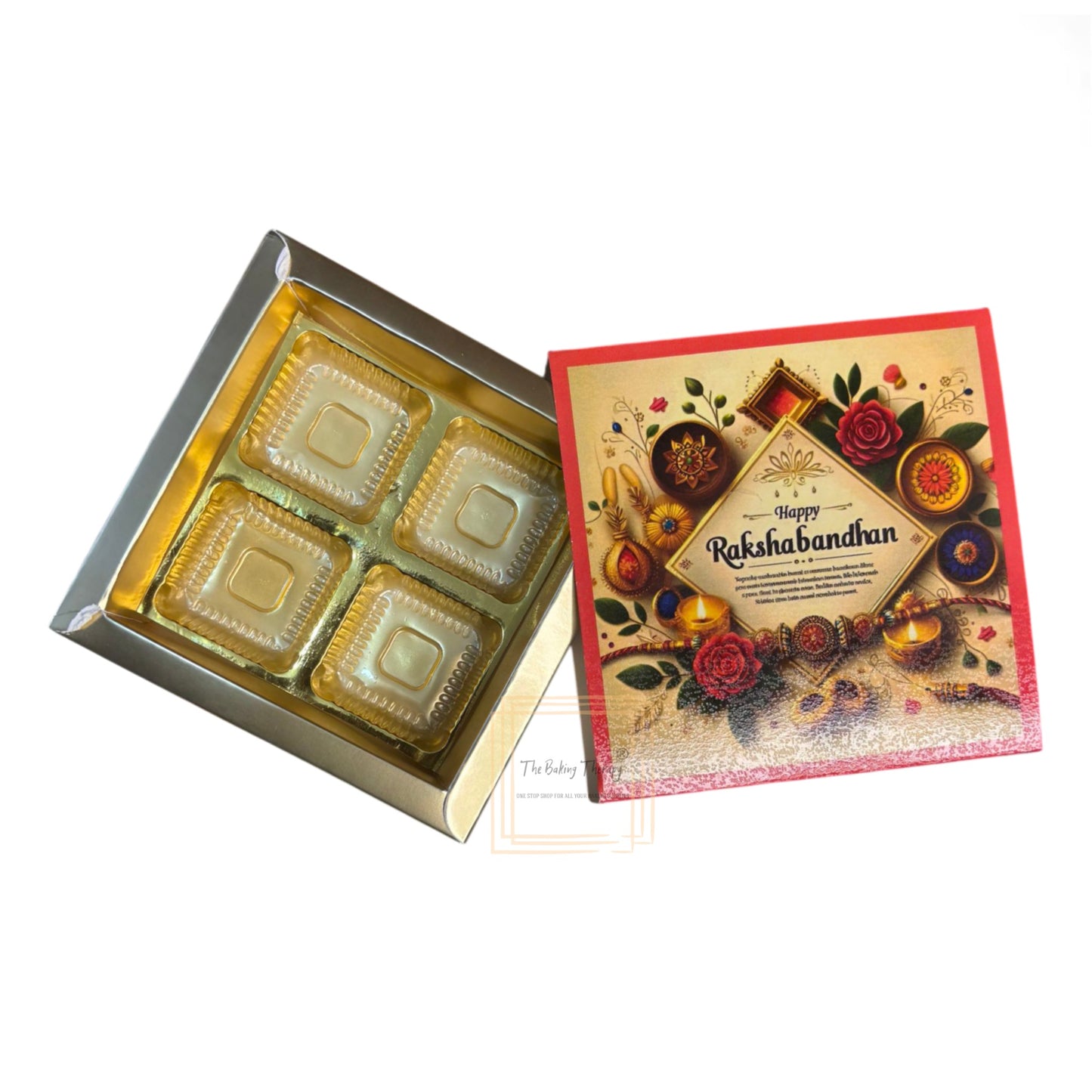 4 Cavity Raksha Bandhan Sliding Chocolate Box Without Cavity - Design - 06 ( 5 Pcs Pack)
