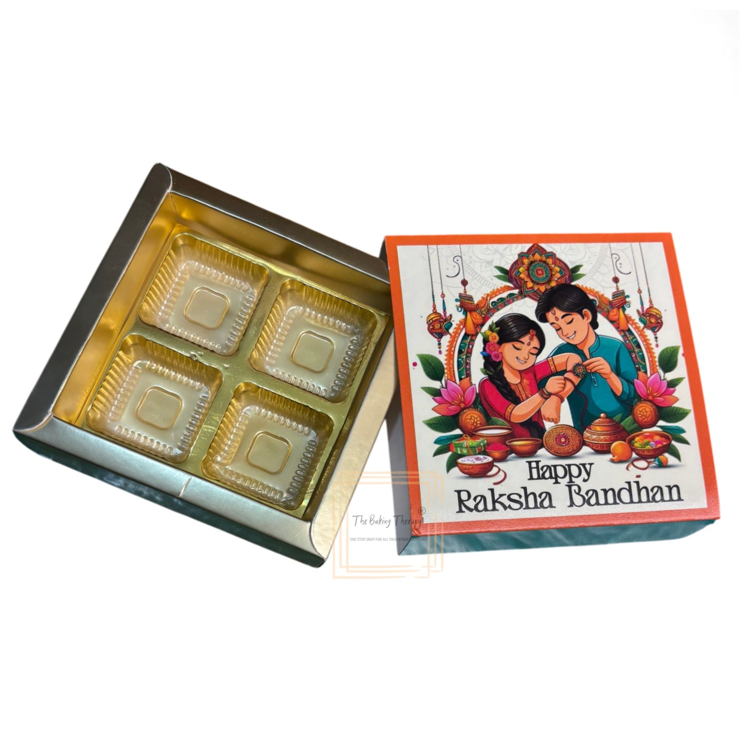 4 Cavity Raksha Bandhan Sliding Chocolate Box Without Cavity - Design - 05 ( 5 Pcs Pack)