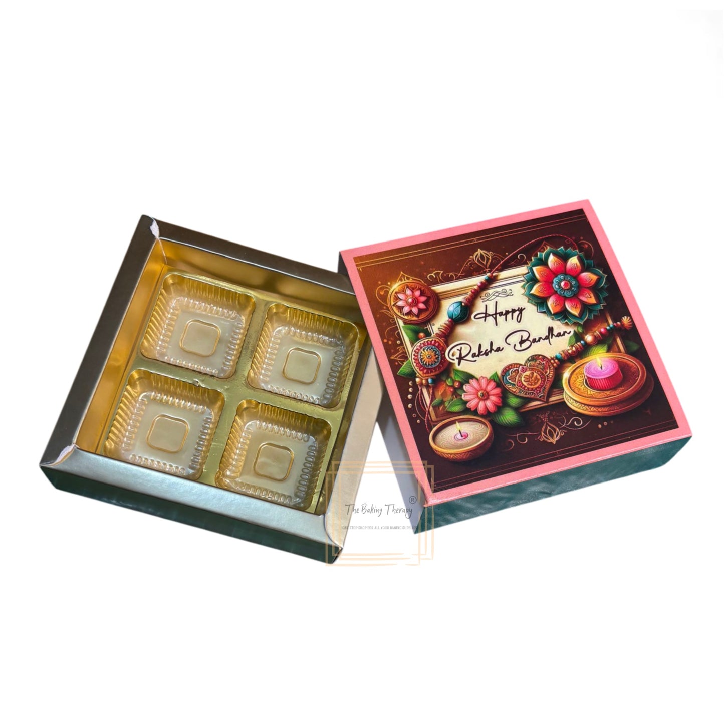 4 Cavity Raksha Bandhan Sliding Chocolate Box Without Cavity - Design - 04 ( 5 Pcs Pack)