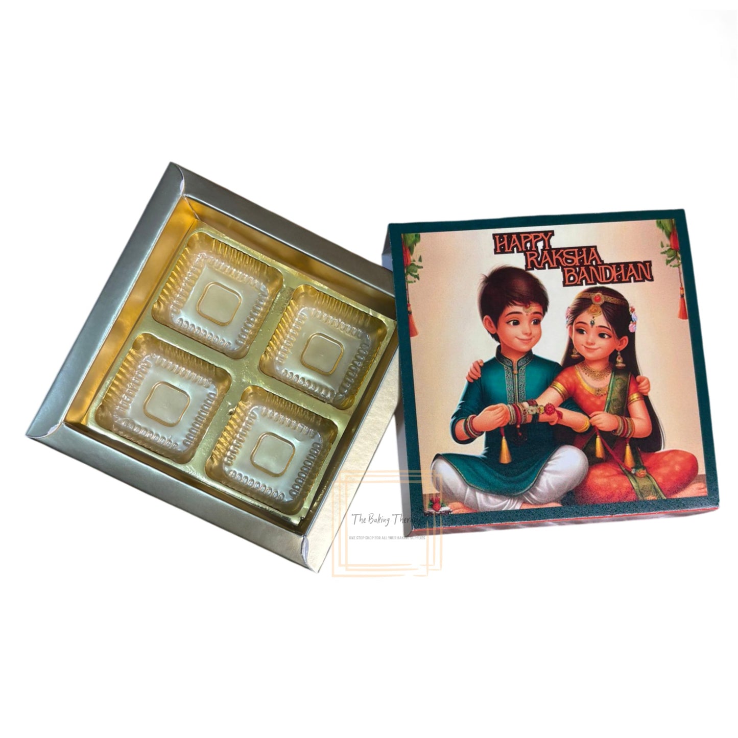 4 Cavity Raksha Bandhan Sliding Chocolate Box Without Cavity - Design - 03 ( 5 Pcs Pack)