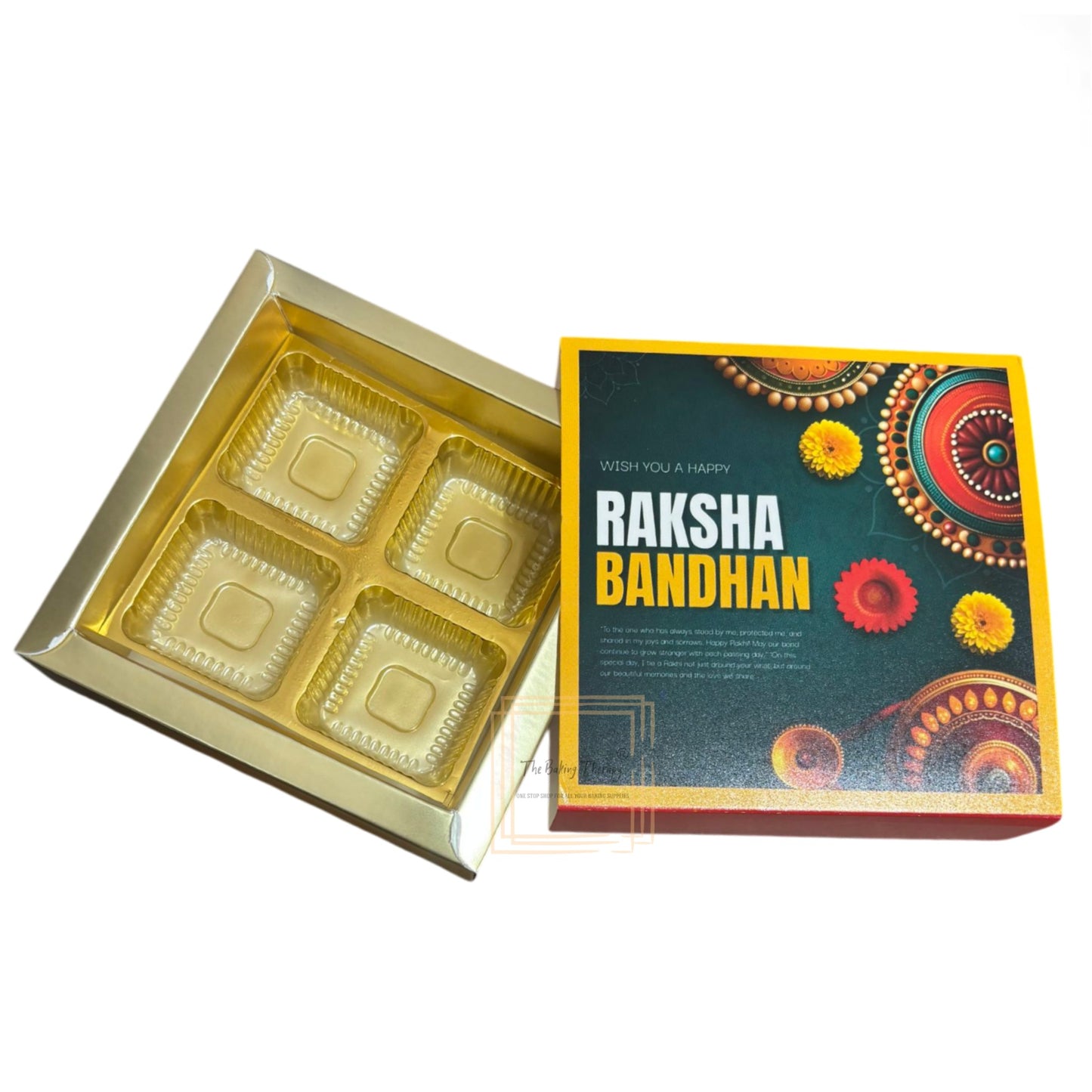 4 Cavity Raksha Bandhan Sliding Chocolate Box Without Cavity - Design - 02 ( 5 Pcs Pack)
