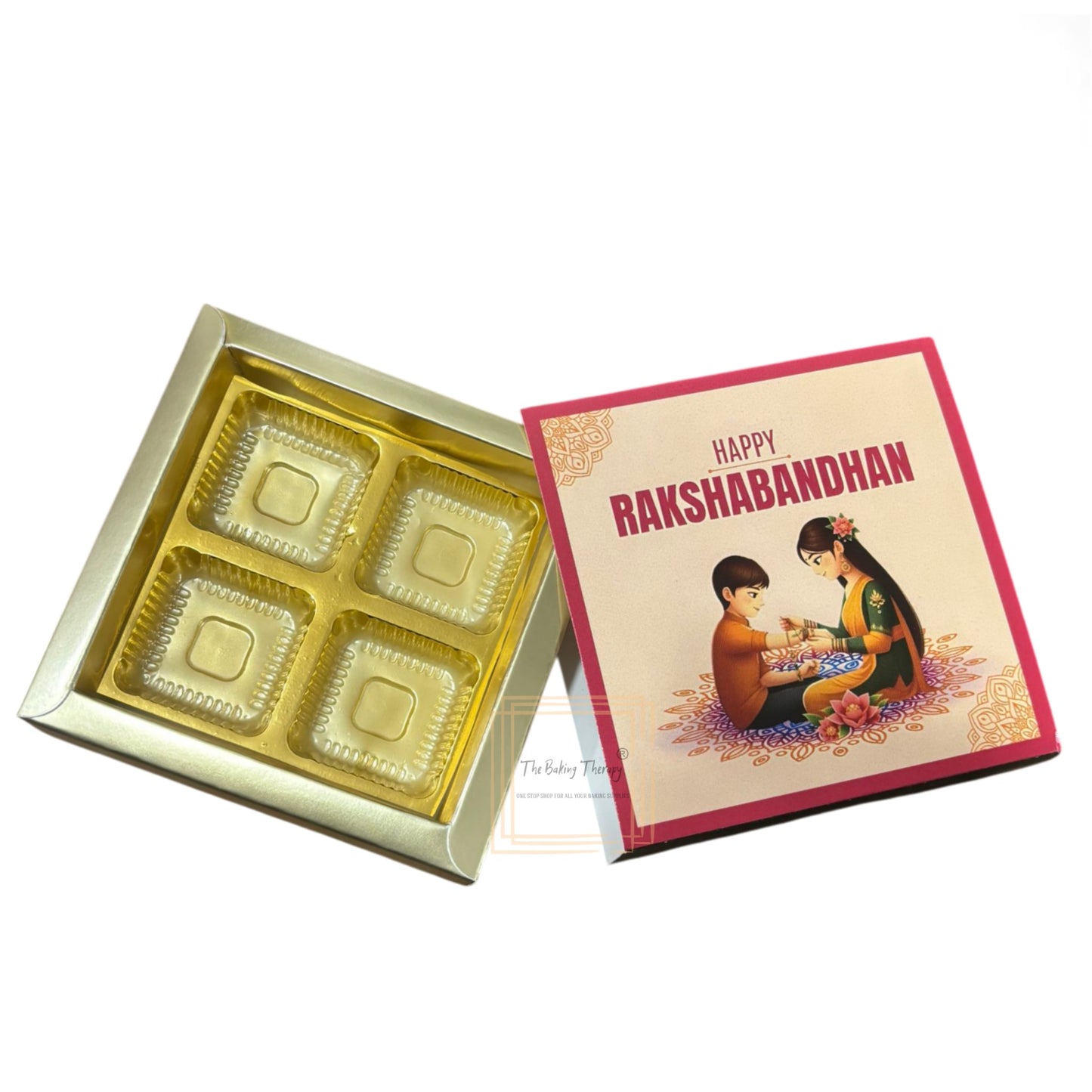 4 Cavity Raksha Bandhan Sliding Chocolate Box Without Cavity - Design - 01 ( 5 Pcs Pack)