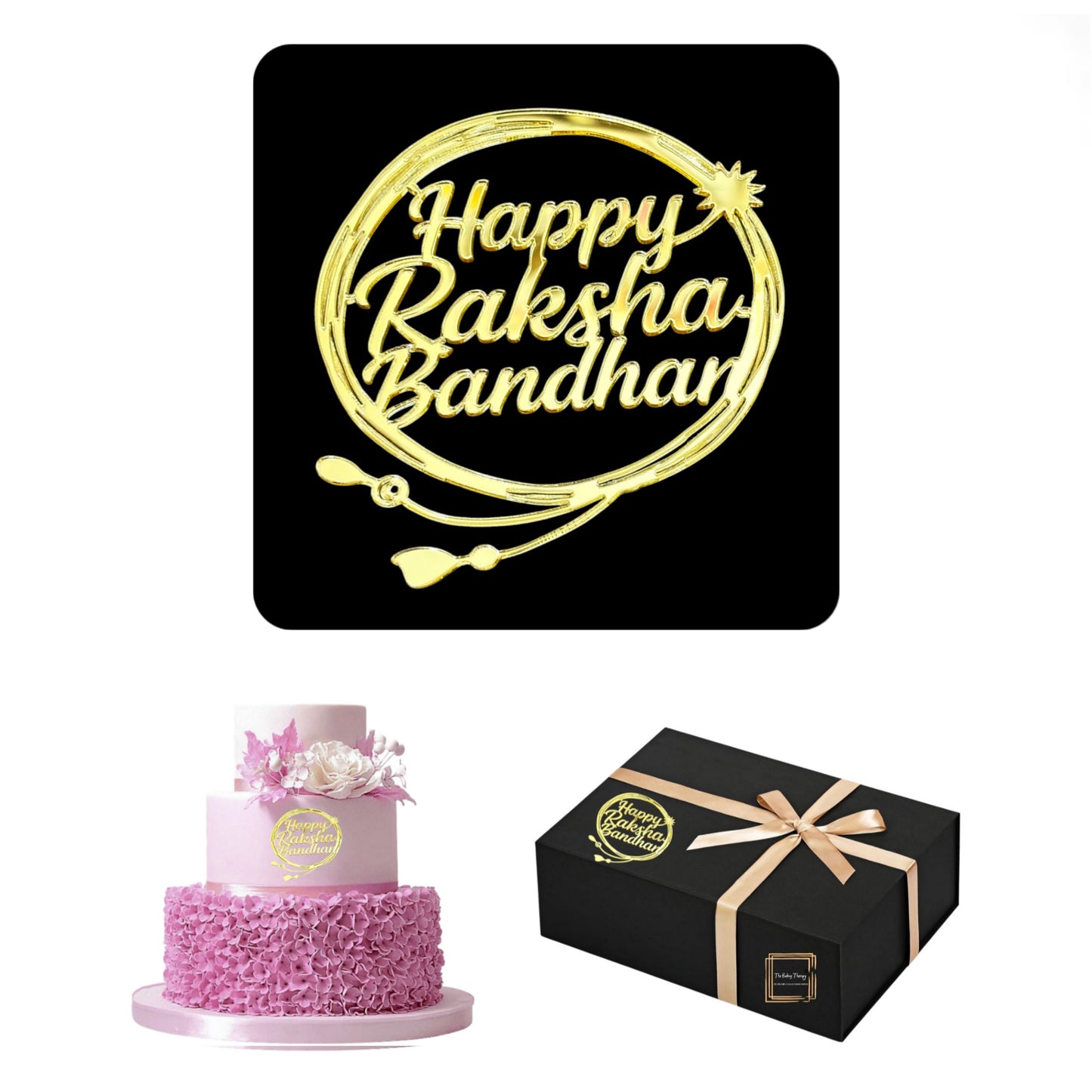 Happy Raksha Bandhan Acrylic Box And Cake Topper ( Pack Of 10 ) Design - 5