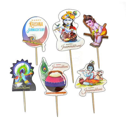 Krishna Janamashtami Theme Birthday Paper Cake Topper ( Design 2 )