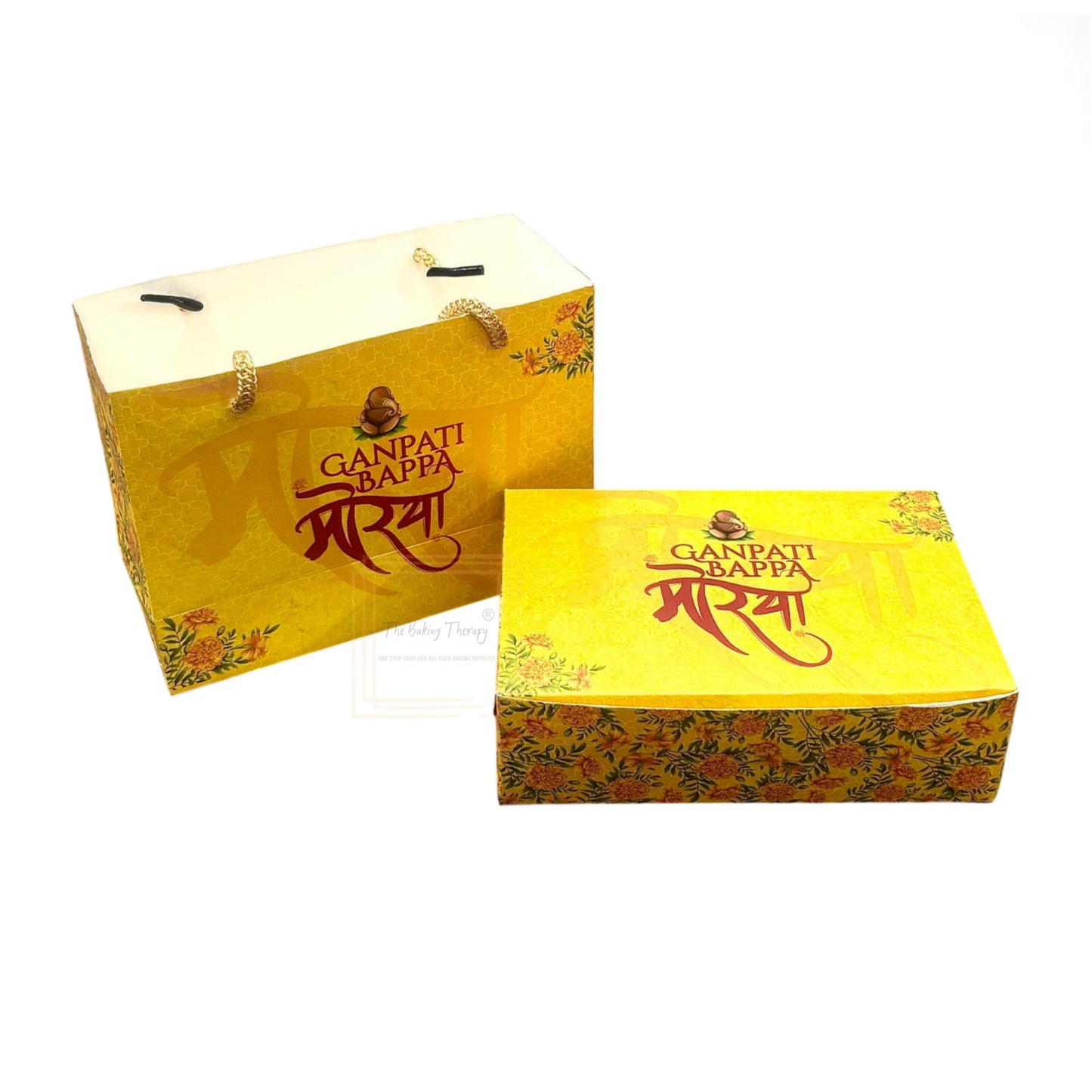 Ganesh Chaturthi Festival Special Mittai Sweets Packing Box And Bag Combo ( Design 3 )