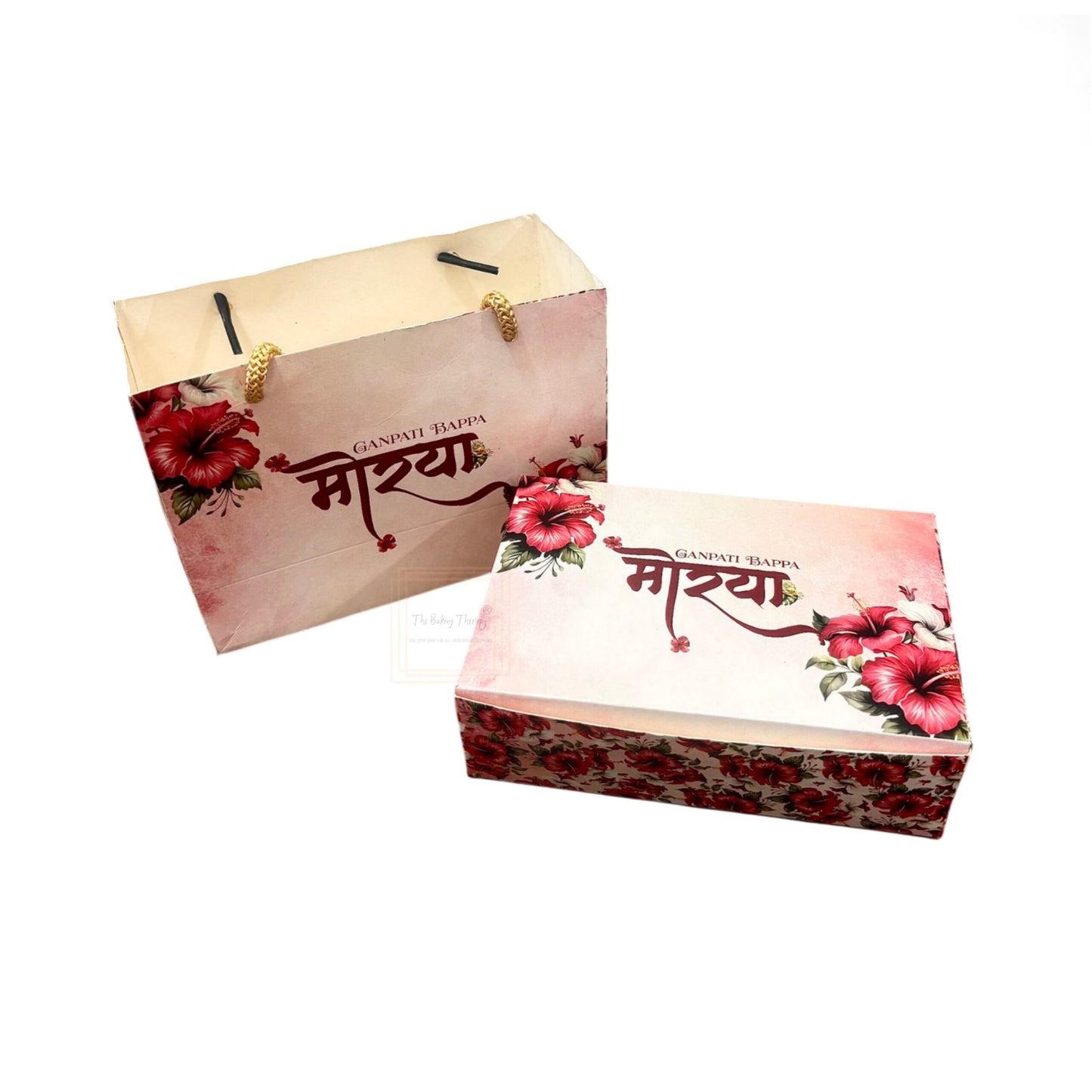 Ganesh Chaturthi Festival Special Mittai Sweets Packing Box And Bag Combo ( Design 2 )
