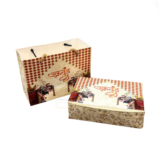 Ganesh Chaturthi Festival Special Mittai Sweets Packing Box And Bag Combo ( Design 4 )