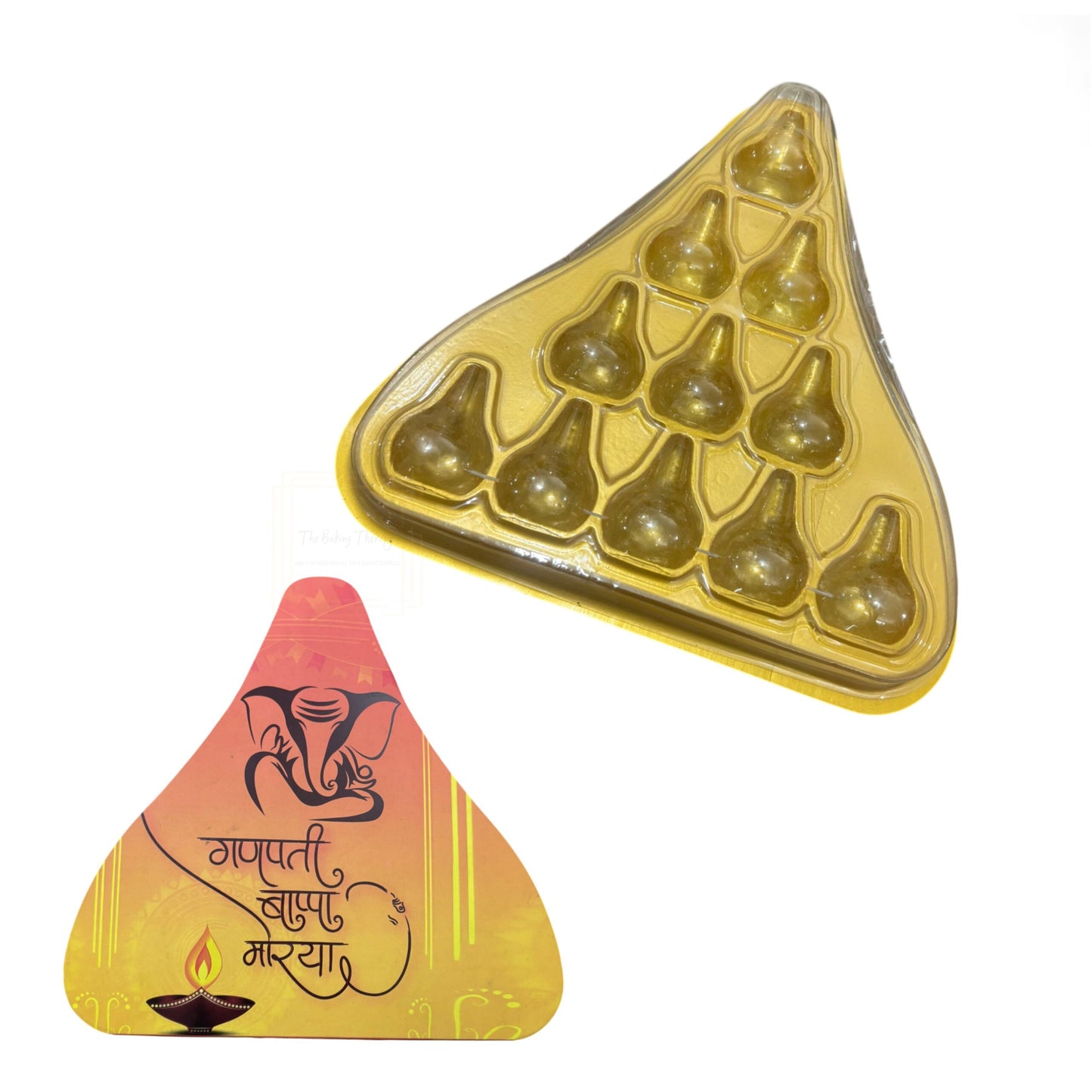 11 Cavity Ganesh Chaturthi Special Triangle Shape Modak Packing PVC Box ( Design 3 )