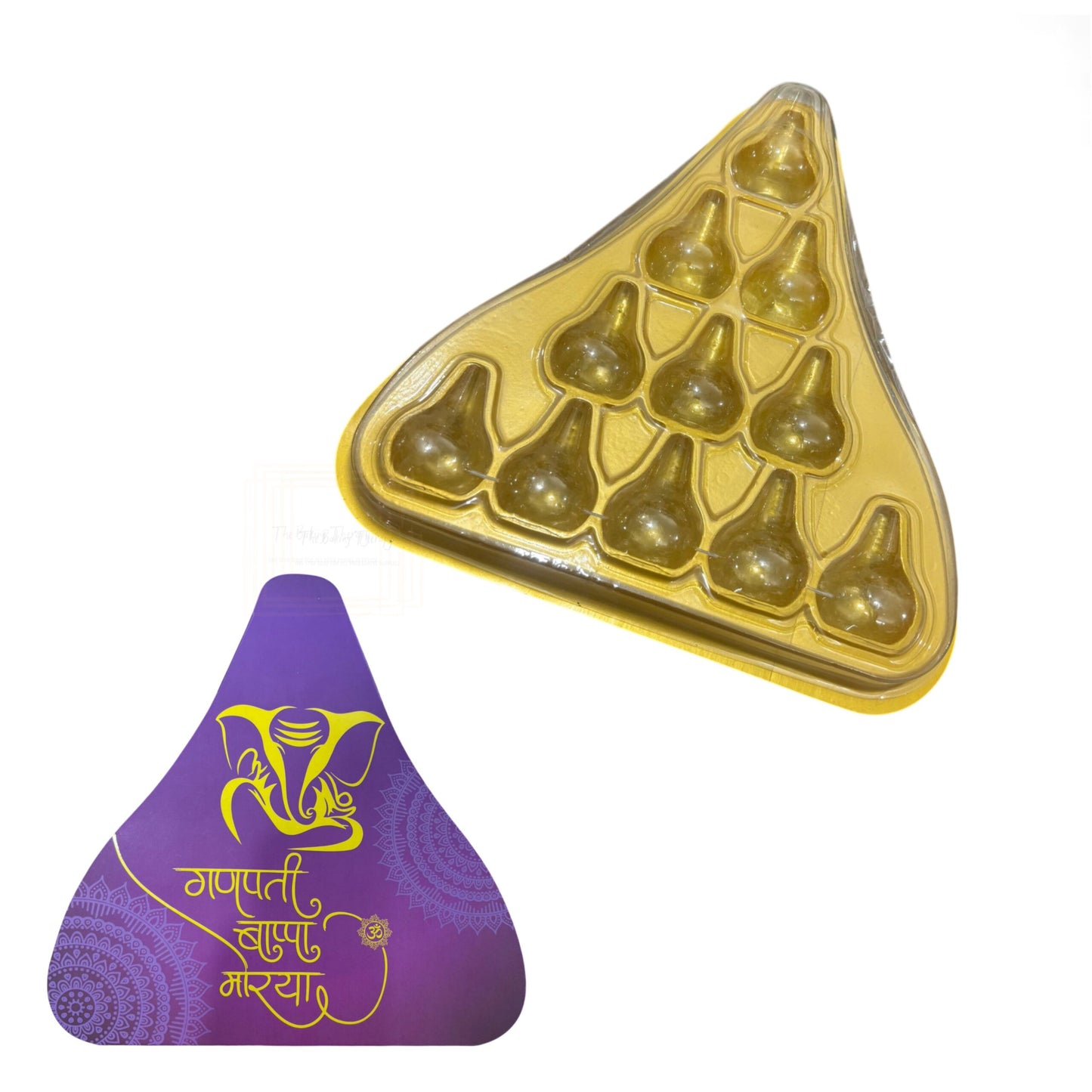 11 Cavity Ganesh Chaturthi Special Triangle Shape Modak Packing PVC Box ( Design 1 )