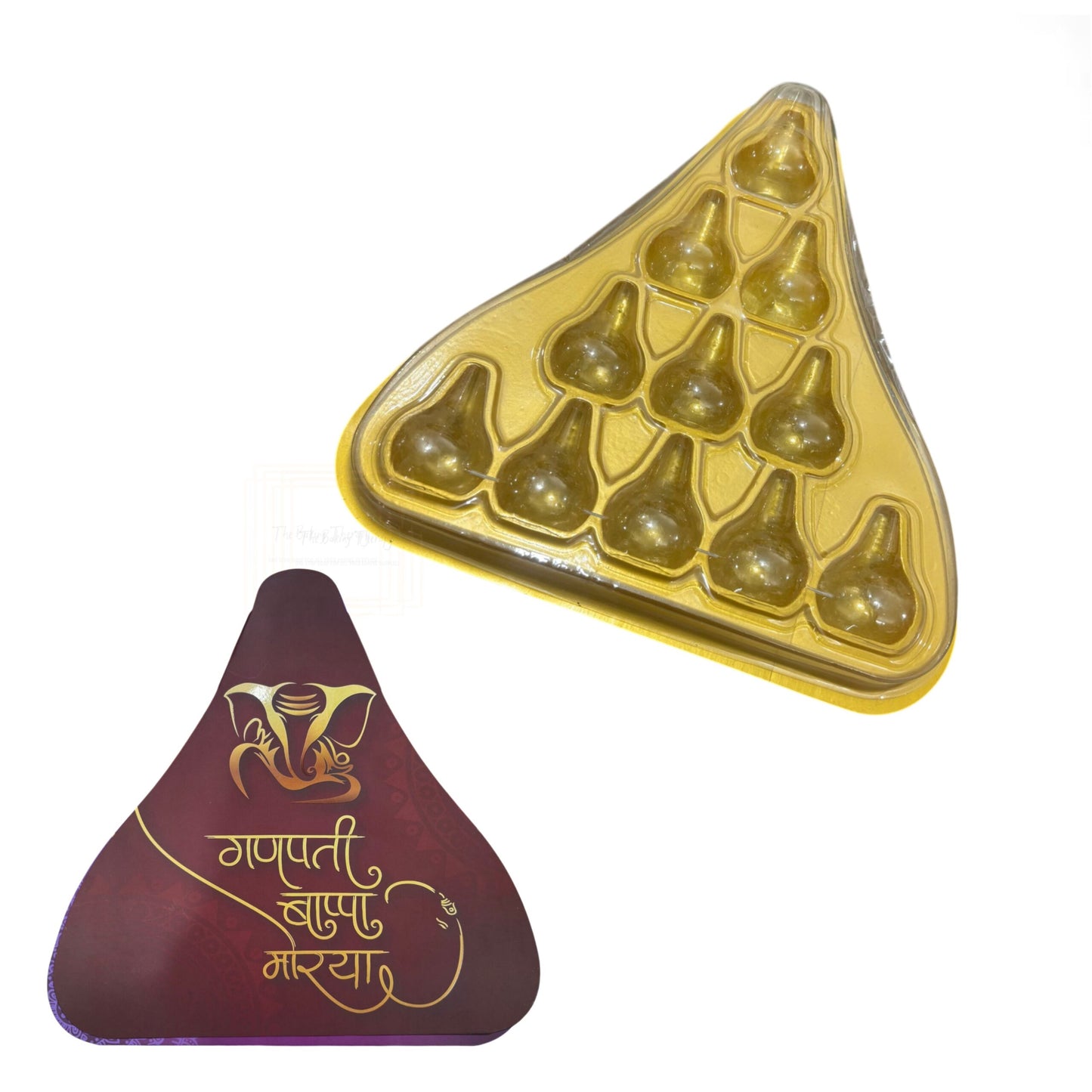 11 Cavity Ganesh Chaturthi Special Triangle Shape Modak Packing PVC Box ( Design 2 )