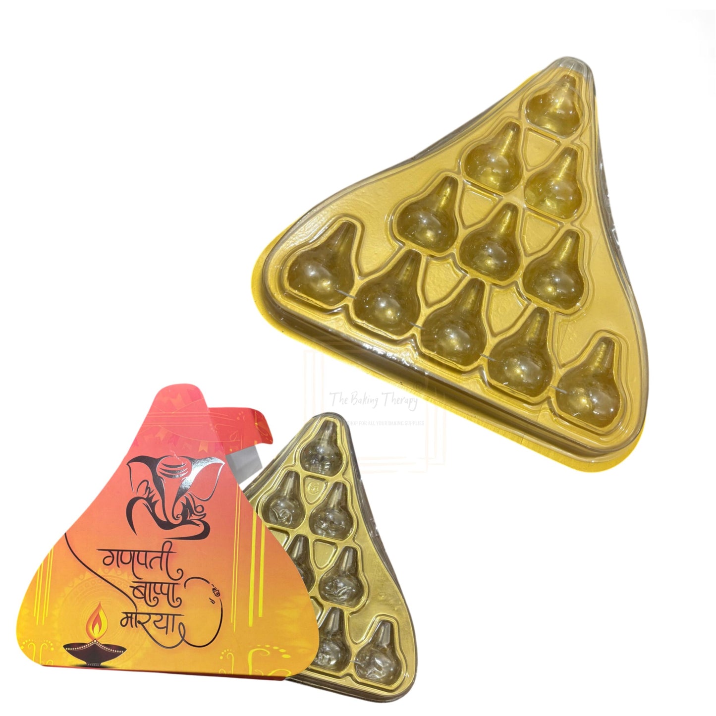 11 Cavity Ganesh Chaturthi Special Triangle Shape Modak Packing PVC Box ( Design 3 )