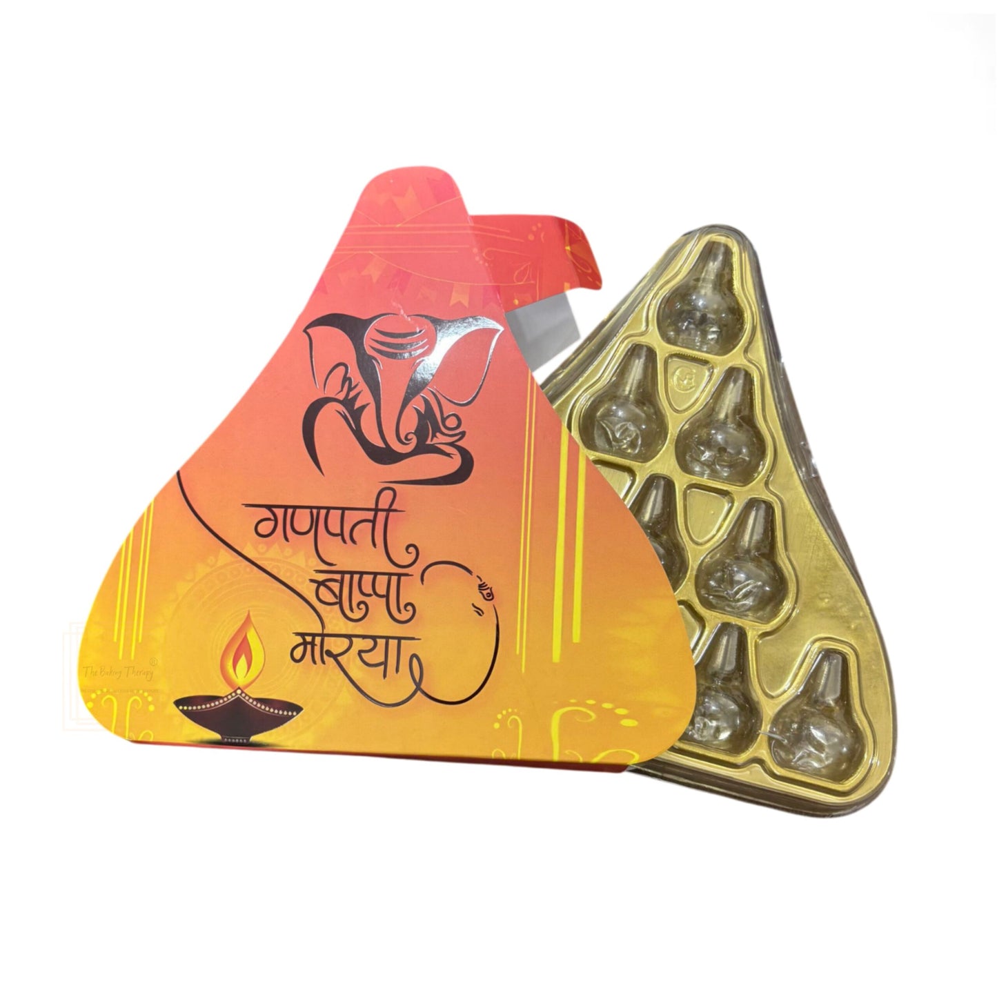 11 Cavity Ganesh Chaturthi Special Triangle Shape Modak Packing PVC Box ( Design 3 )